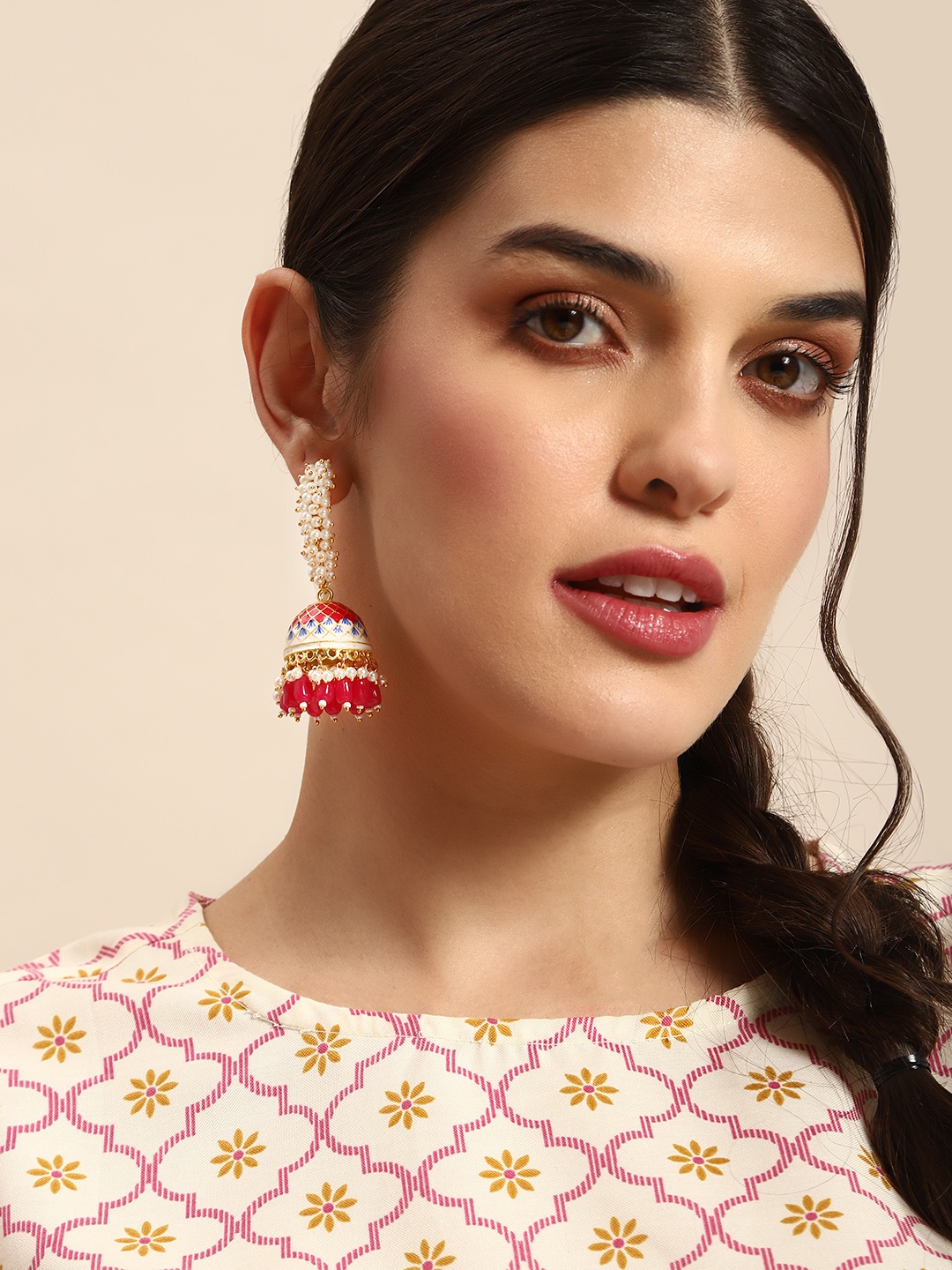 

Anouk Enameled Dome Shaped Jhumka Earrings, Multi