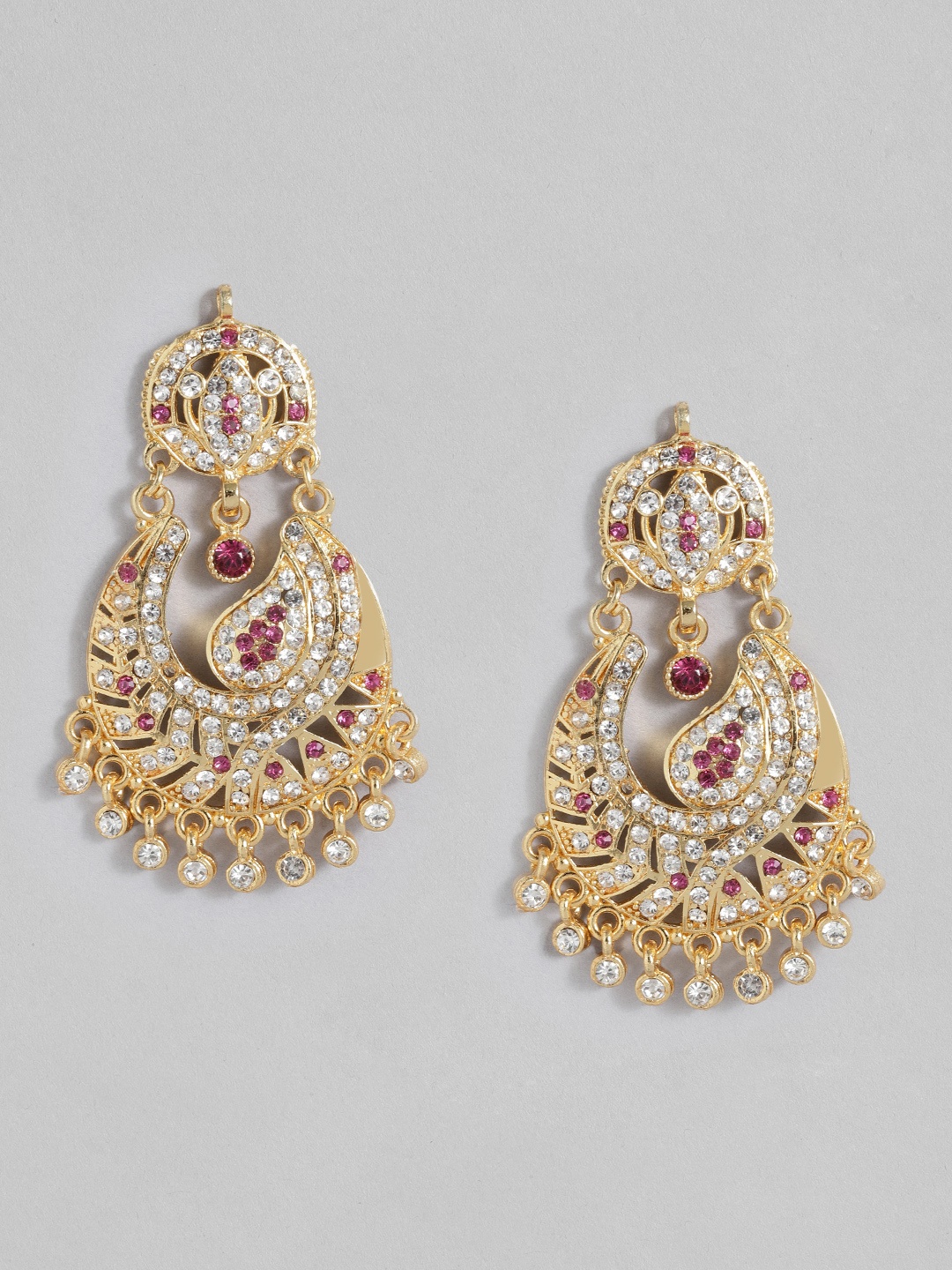 

Anouk Stone Studded Crescent Shaped Chandbali Earrings, Gold