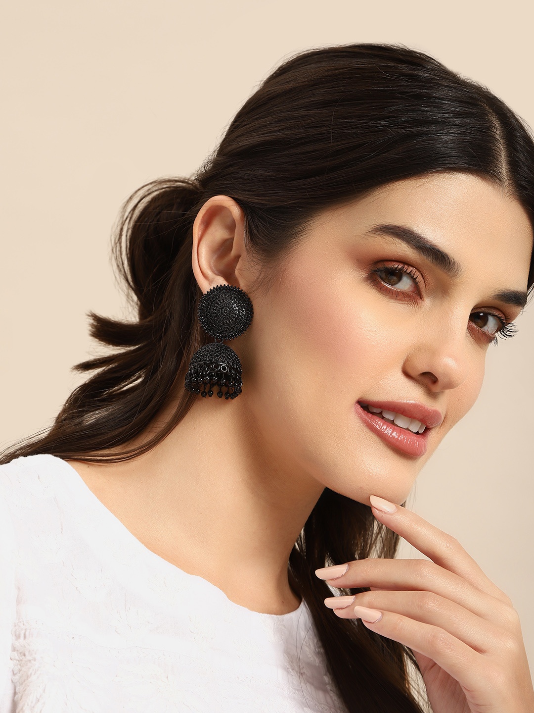 

Anouk Dome Shaped Jhumkas, Black