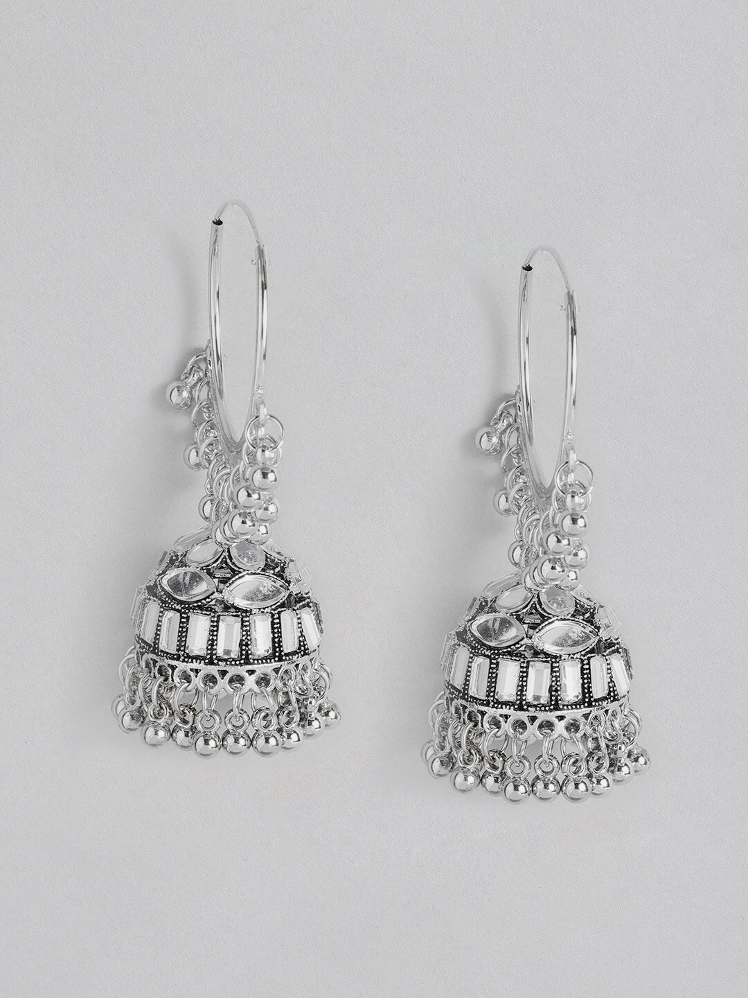 

Anouk Stone Studded Dome Shaped Jhumkas Earrings, Silver