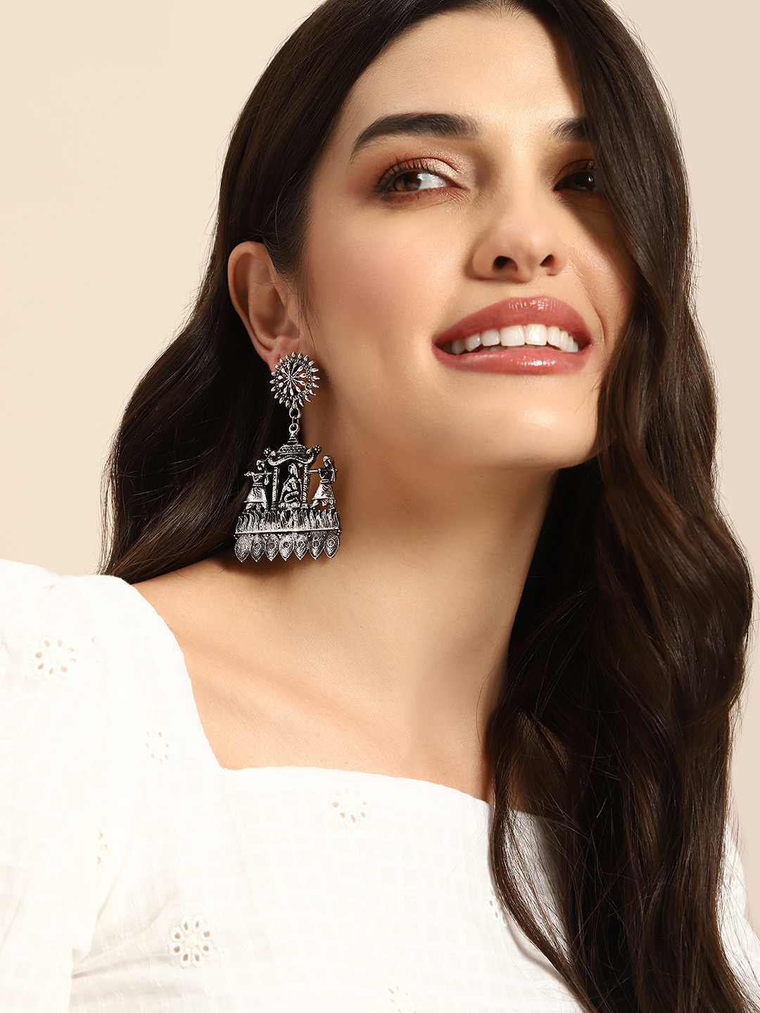 

Anouk Oxidized Canopy Scene Design Drop Earrings, Silver