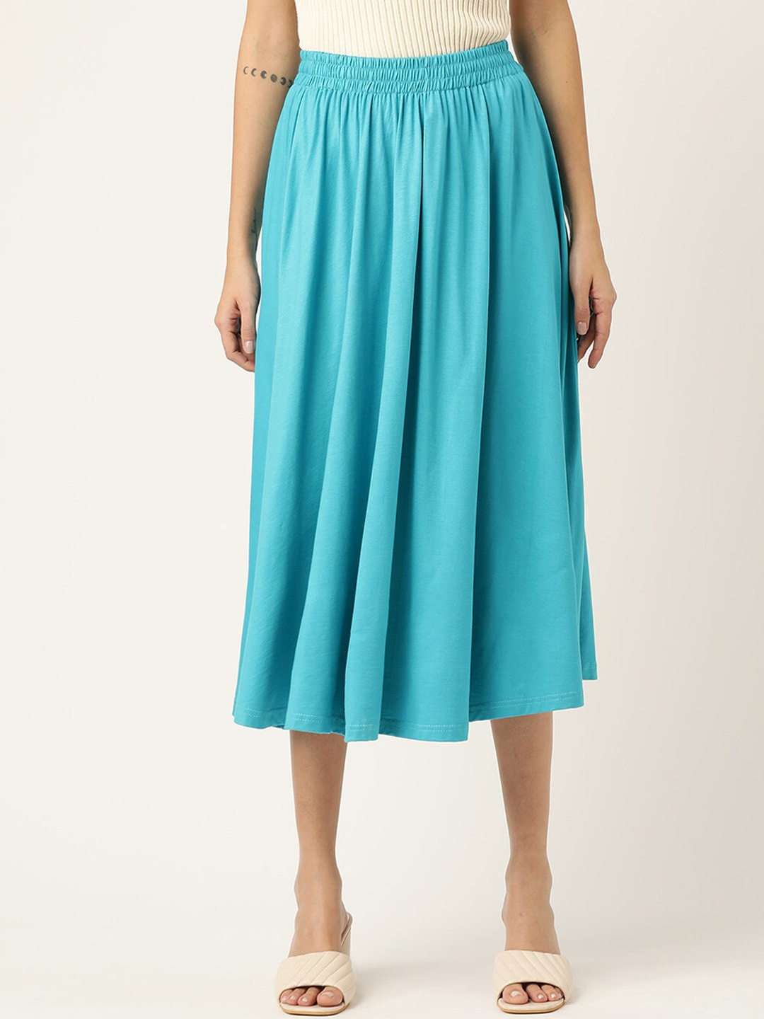 

BRINNS Midi-Length A-Line Flared Skirts, Turquoise blue