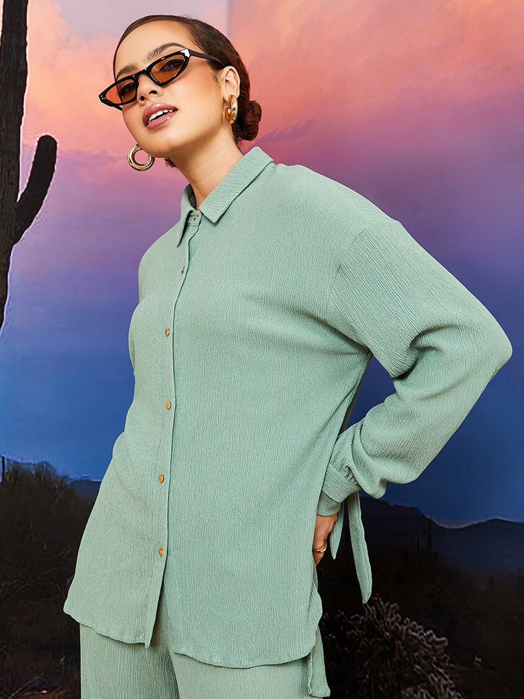 

Styli Women Regular Fit Casual Shirt, Green