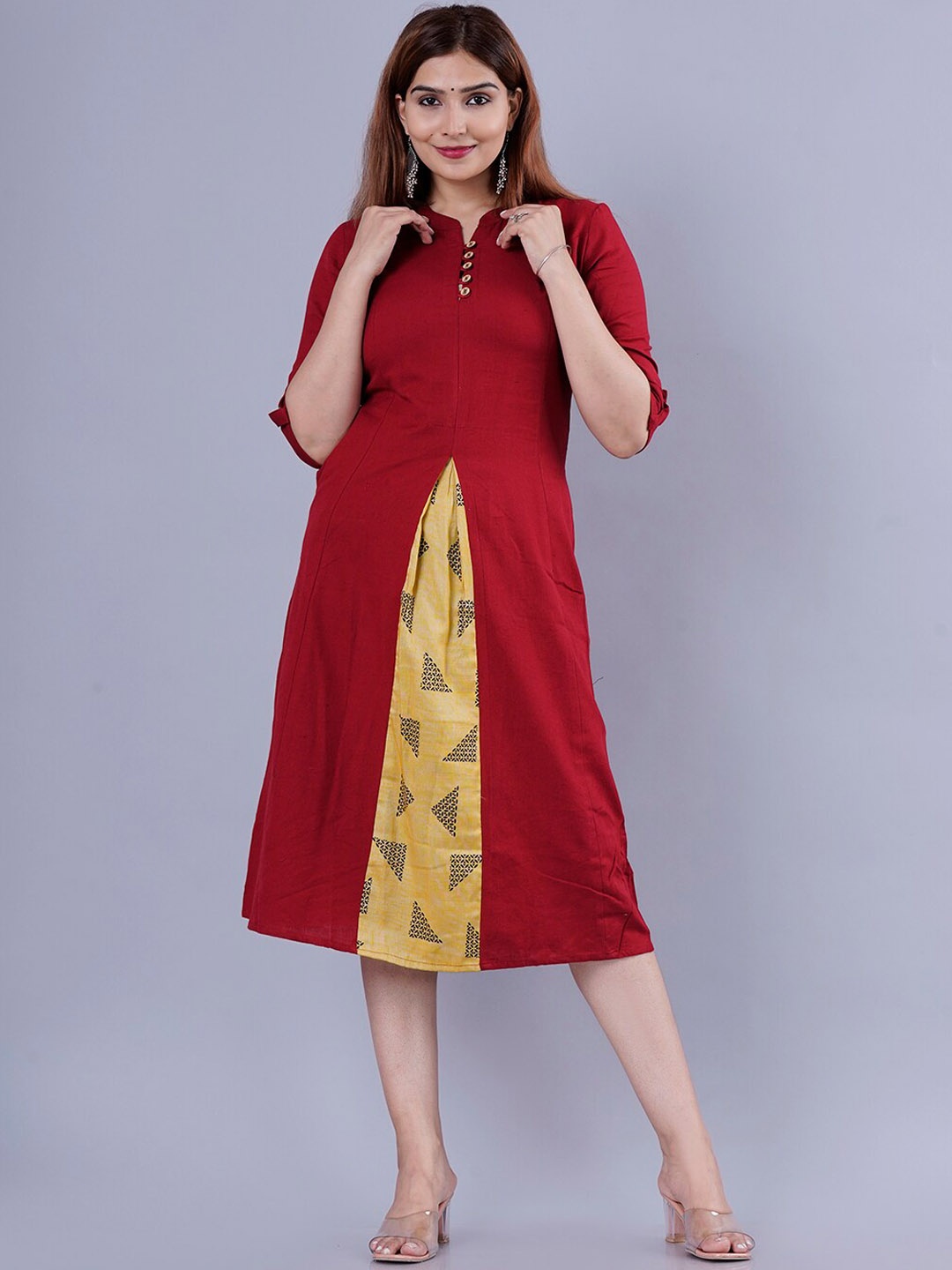 

KALINI Women Geometric Printed Ethnic Dress, Maroon