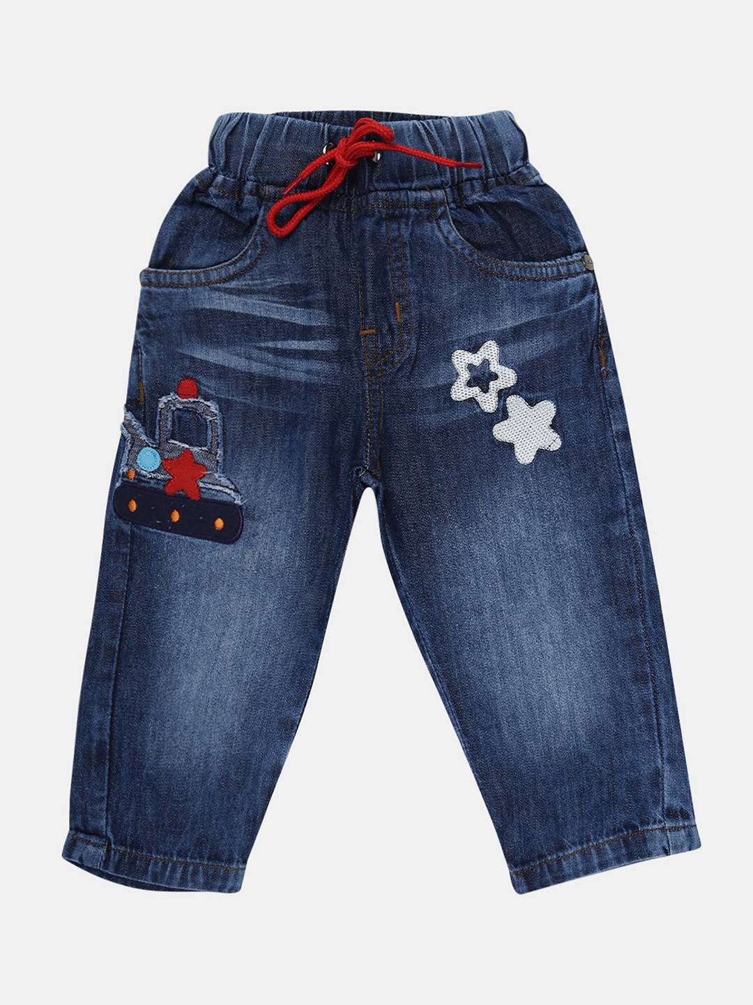 

V-Mart Kids Classic Mildly Distressed Light Fade Cotton Jeans, Blue