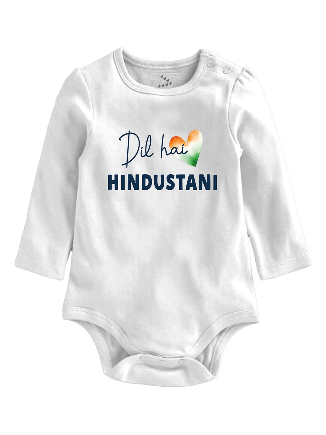 

Zeezeezoo Infants Dil Hai Hindustani Printed Pure Cotton Bodysuit, White