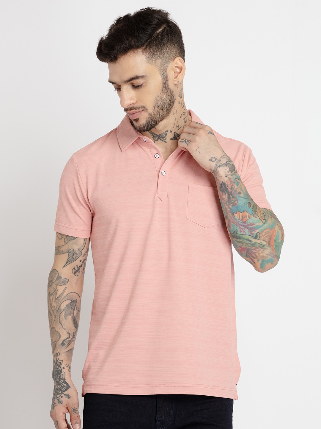 

Status Quo Men Polo Collar Cotton T-shirt, Rose gold