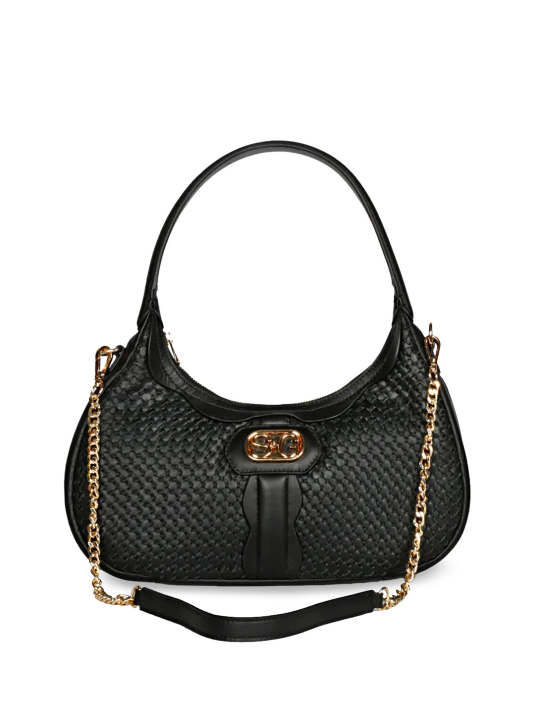 

Saint G Textured Leather Structured Handheld Bag, Black