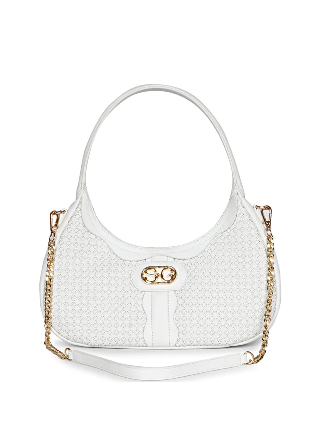 

Saint G Textured Leather Structured Handheld Bag, White