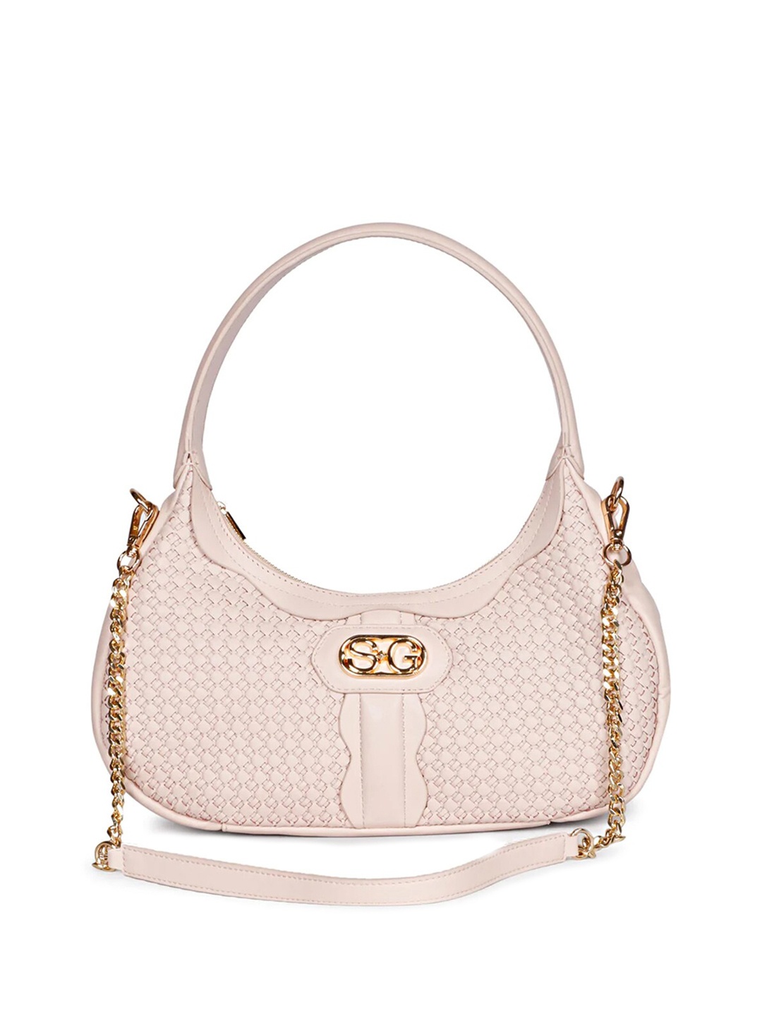 

Saint G Textured Leather Structured Handheld Bag, Beige