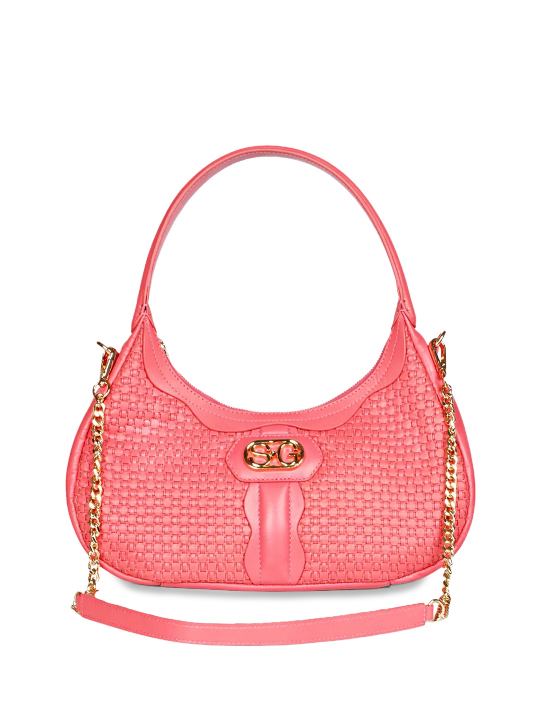 

Saint G Textured Leather Structured Handheld Bag, Pink