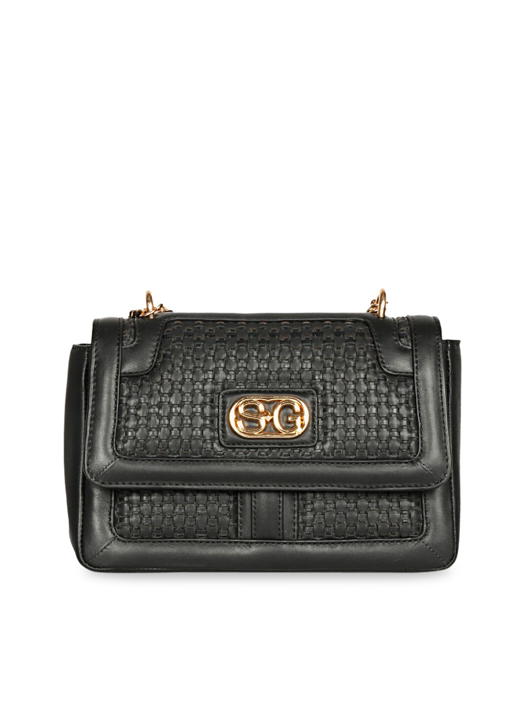 

Saint G Leather Structured Sling Bag, Black