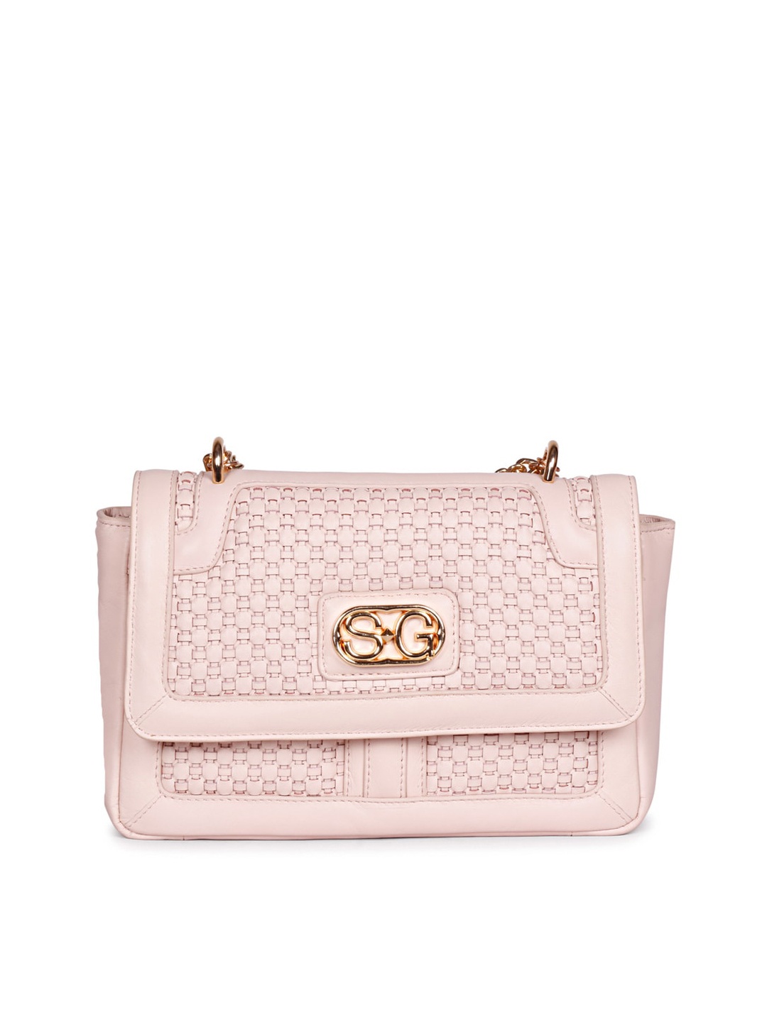 

Saint G Textured Leather Structured Sling Bag, Pink