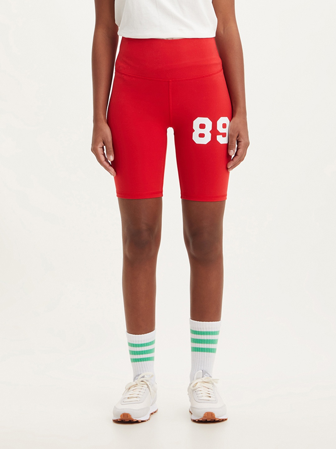 

Levis Women Printed Skinny Fit High-Rise Cycling Shorts, Red