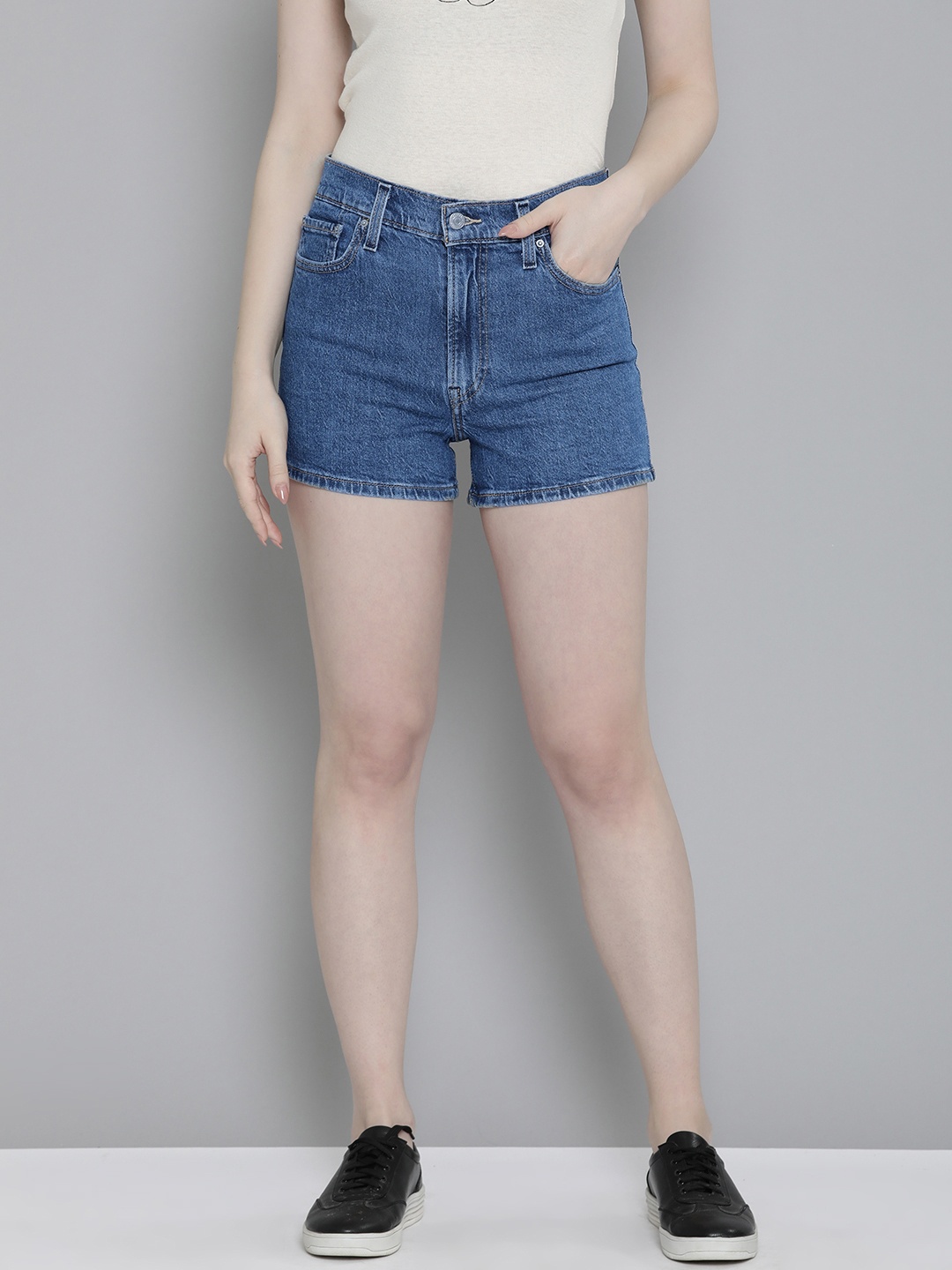 

Levis Women High-Rise Denim Shorts, Blue