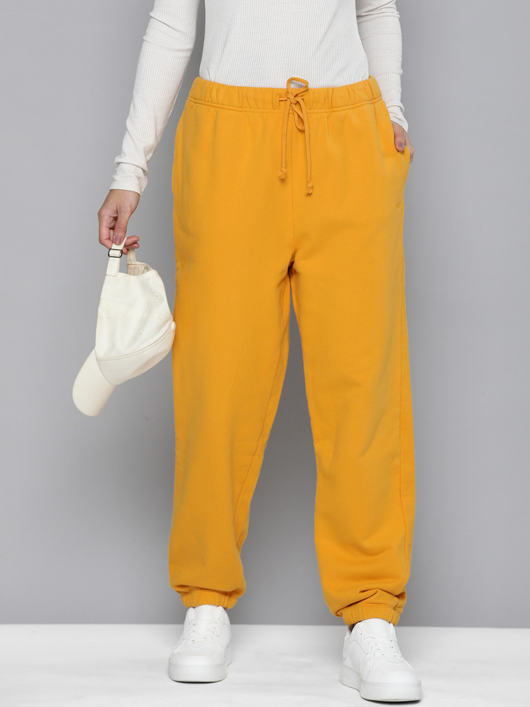 

Levis Women Pure Cotton Mid Rise Joggers Track Pants, Yellow