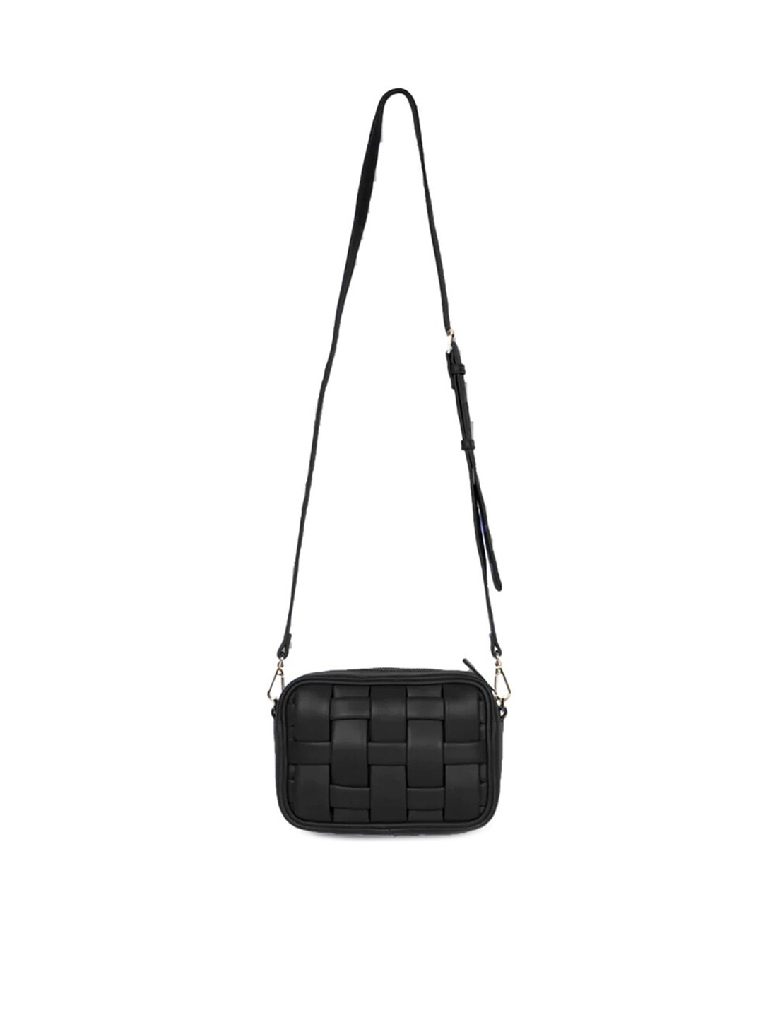 

Saint G Textured Leather Structured Sling Bag, Black