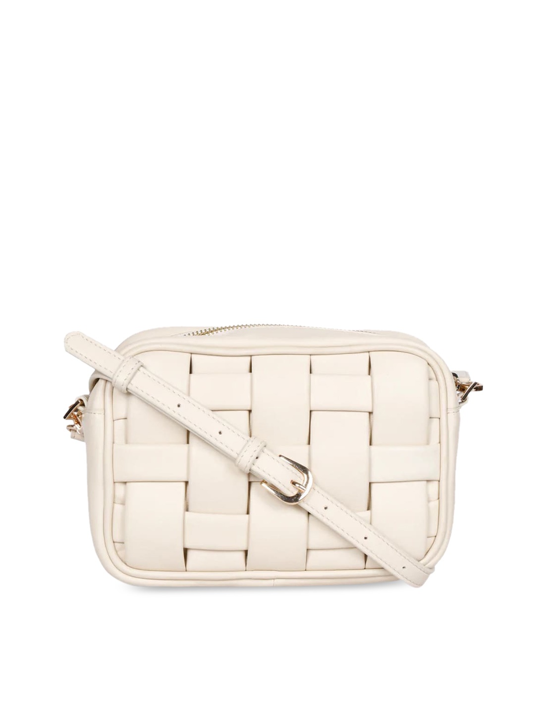 

Saint G Textured Leather Structured Sling Bag, Cream