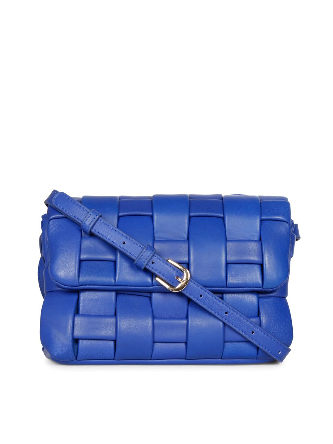 

Saint G Textured Leather Shopper Sling Bag with Quilted, Blue