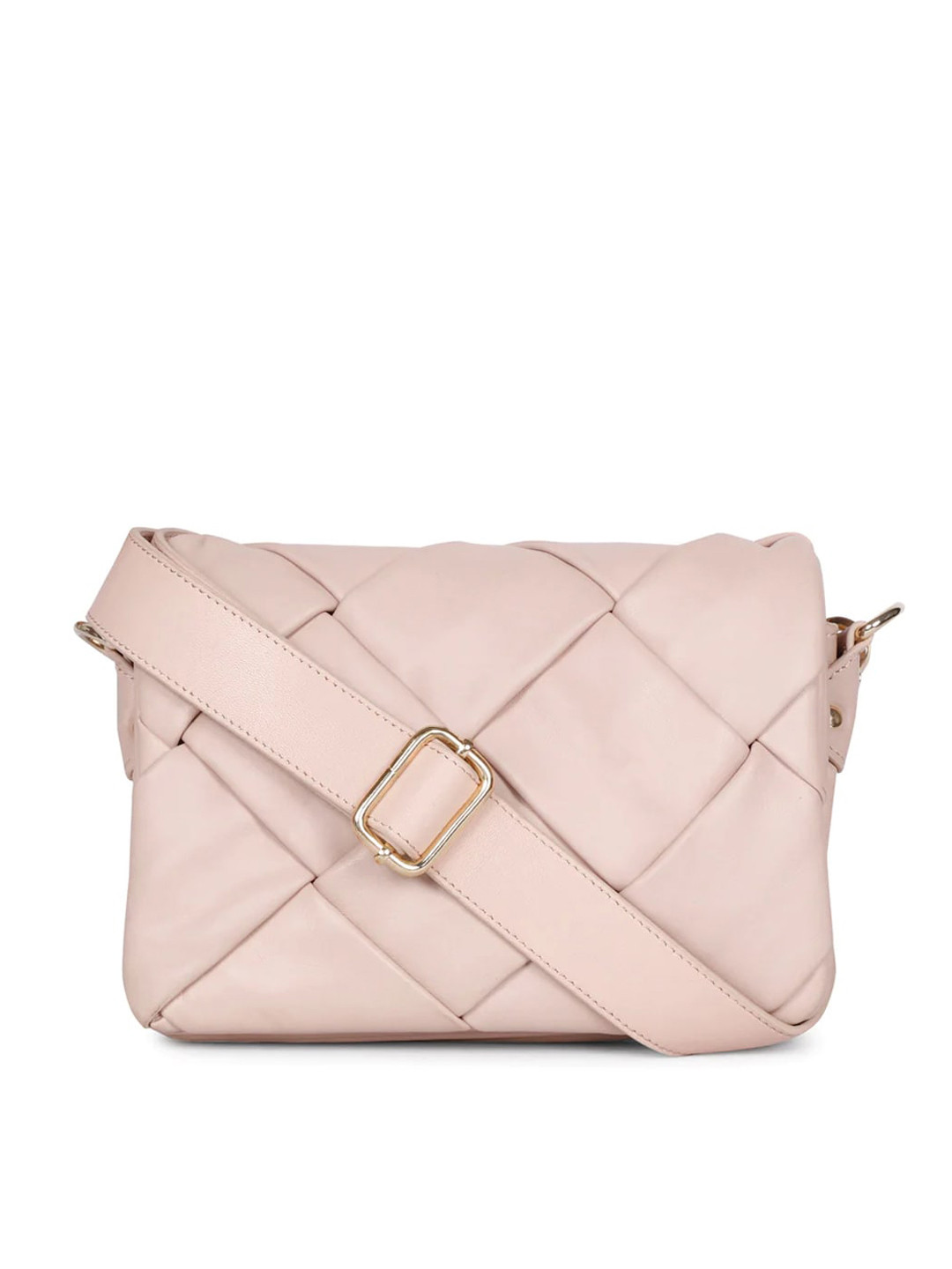 

Saint G Textured Leather Structured Sling Bag, Pink