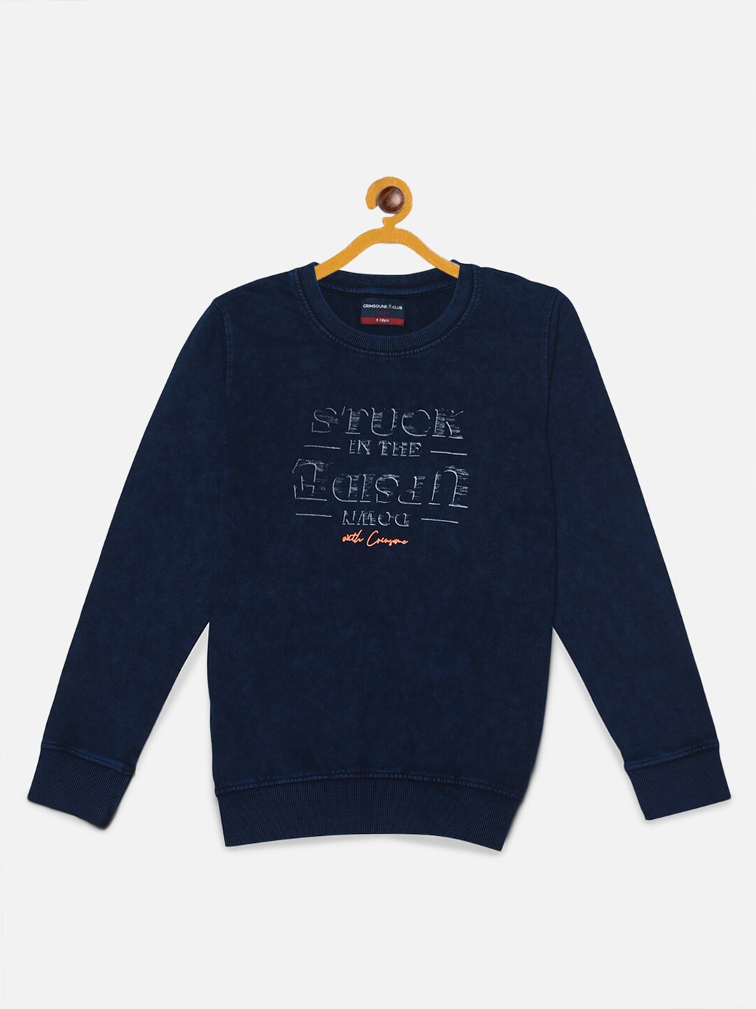 

Crimsoune Club Boys Printed Cotton Sweatshirt, Navy blue