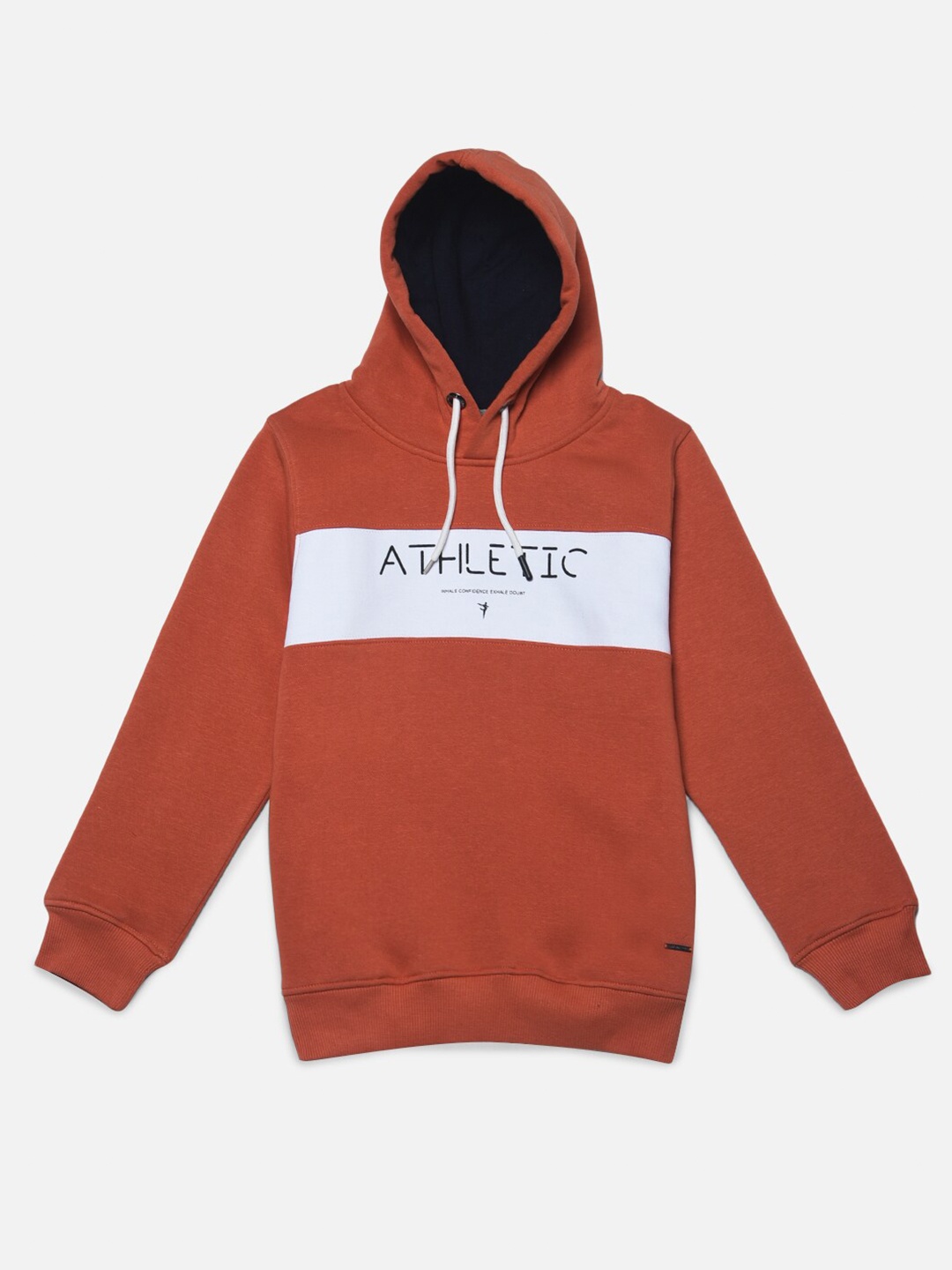 

Crimsoune Club Boys Colourblocked Hooded Cotton Sweatshirt, Rust
