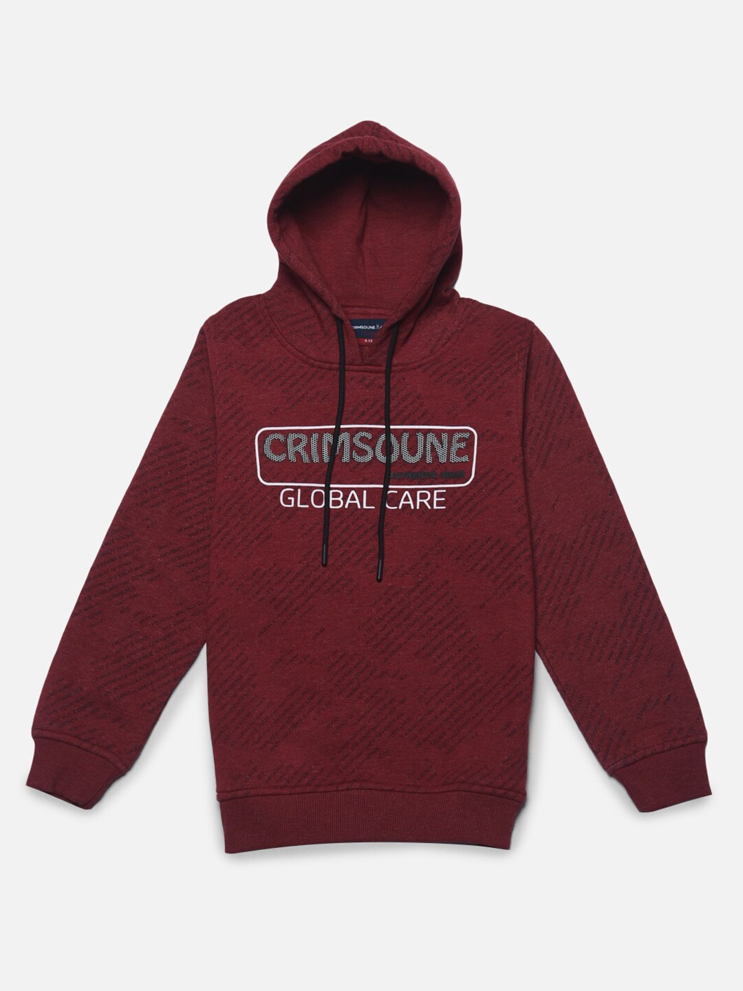 

Crimsoune Club Boys Printed Hooded Cotton Sweatshirt, Maroon