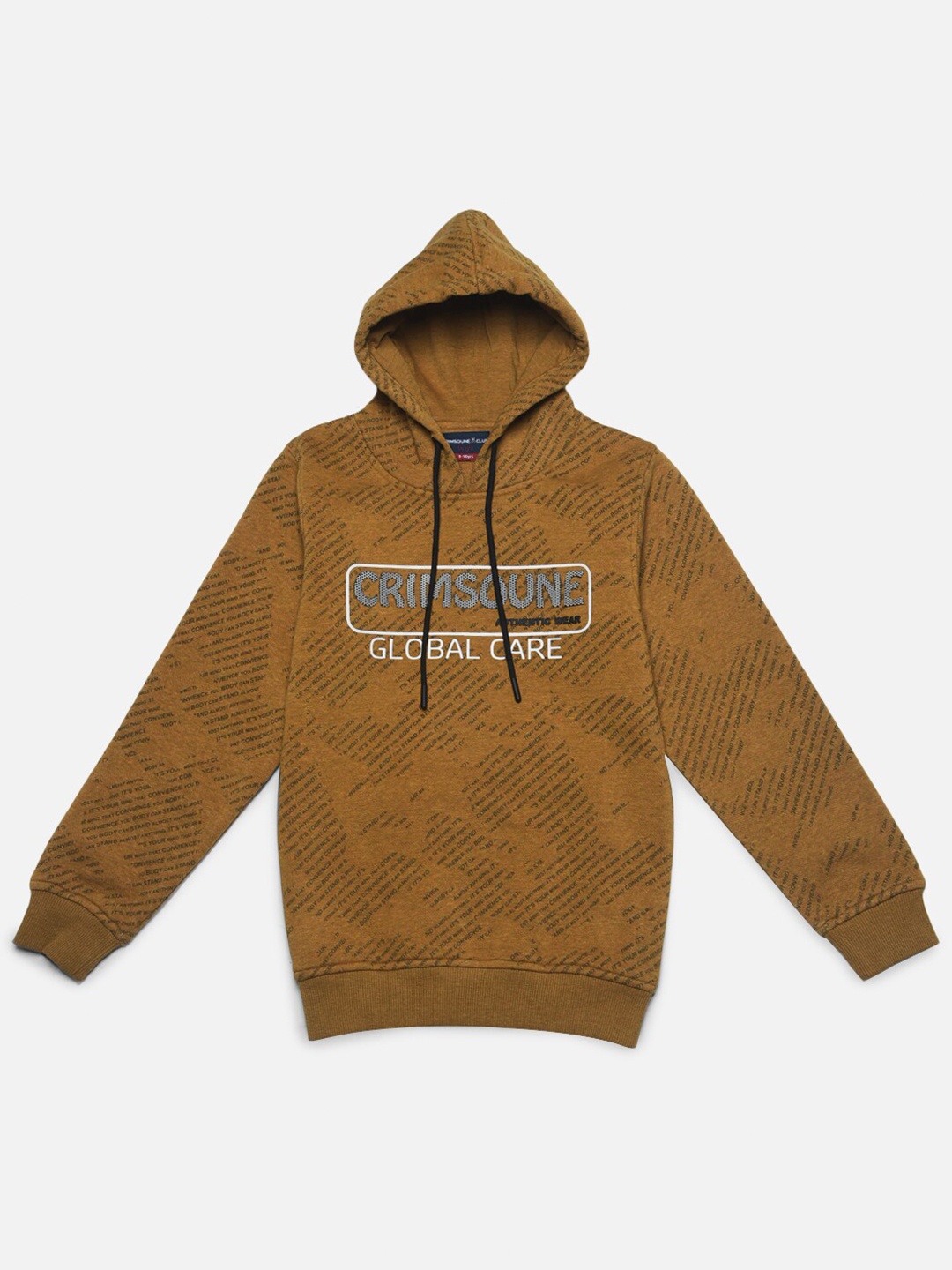 

Crimsoune Club Boys Printed Hooded Cotton Sweatshirt, Mustard