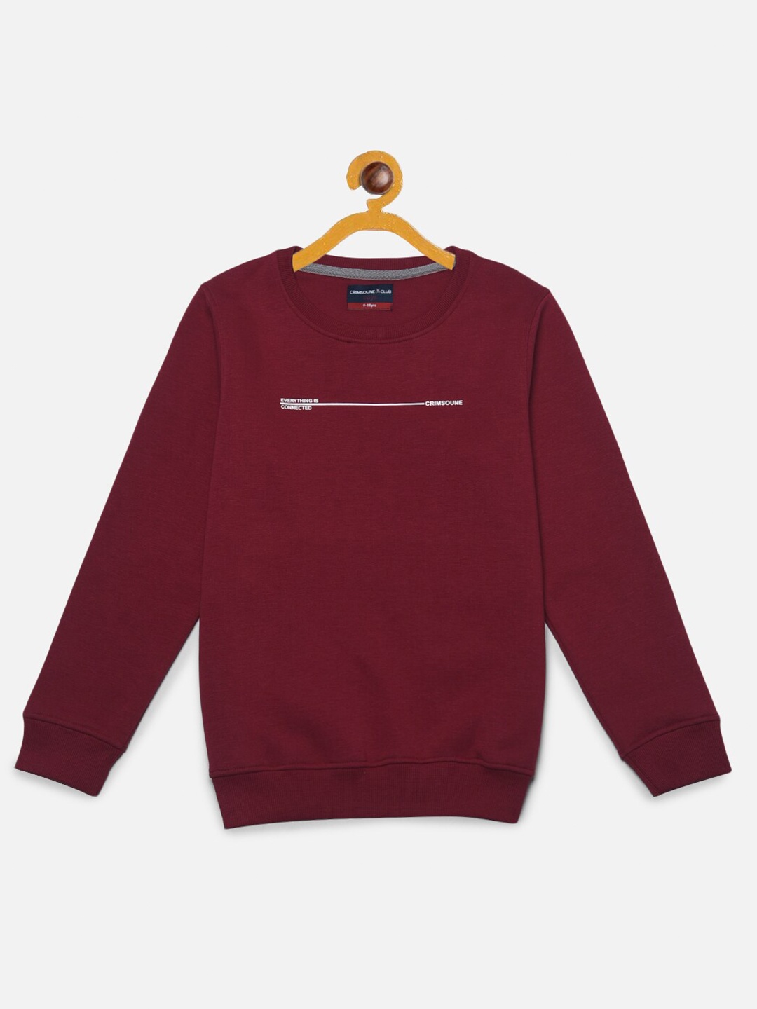 Crimsoune Club Boys Printed Cotton Sweatshirt, Maroon