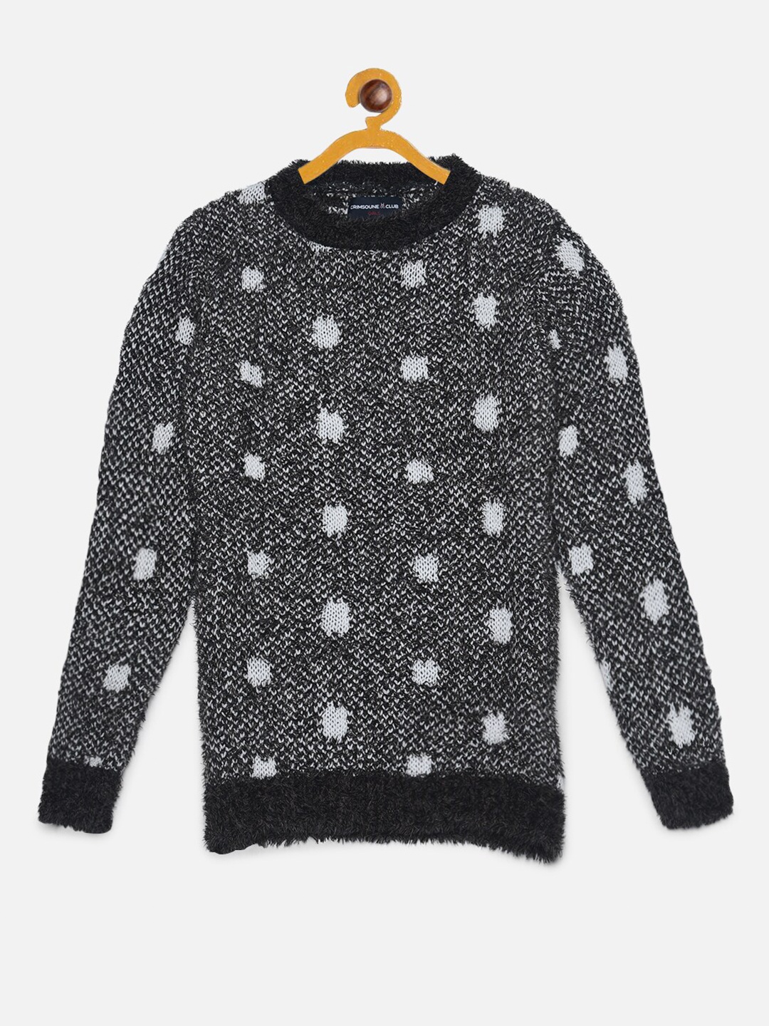 

Crimsoune Club Girls Printed Pullover with Fuzzy Detail, Black