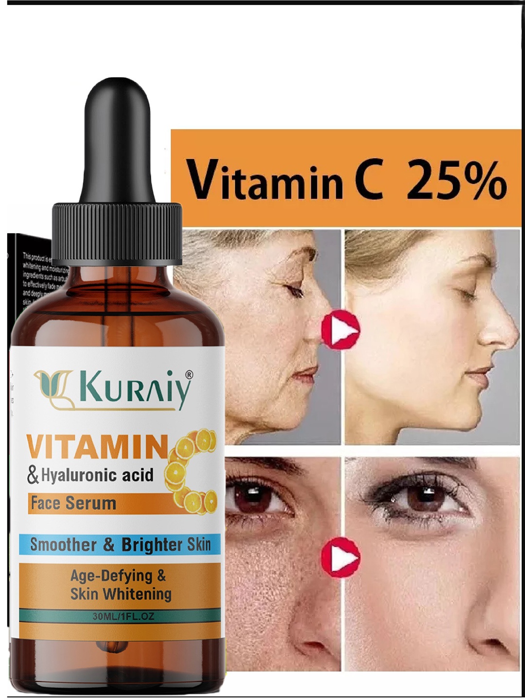 

KURAIY Vitamin C Triple Action Formula Face Serum - 30 ml, Orange