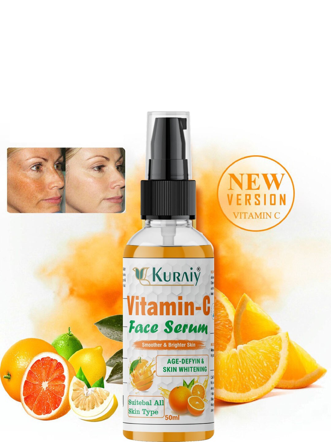 

KURAIY Vitamin C Triple Action Formula Face Serum - 50 ml, Orange