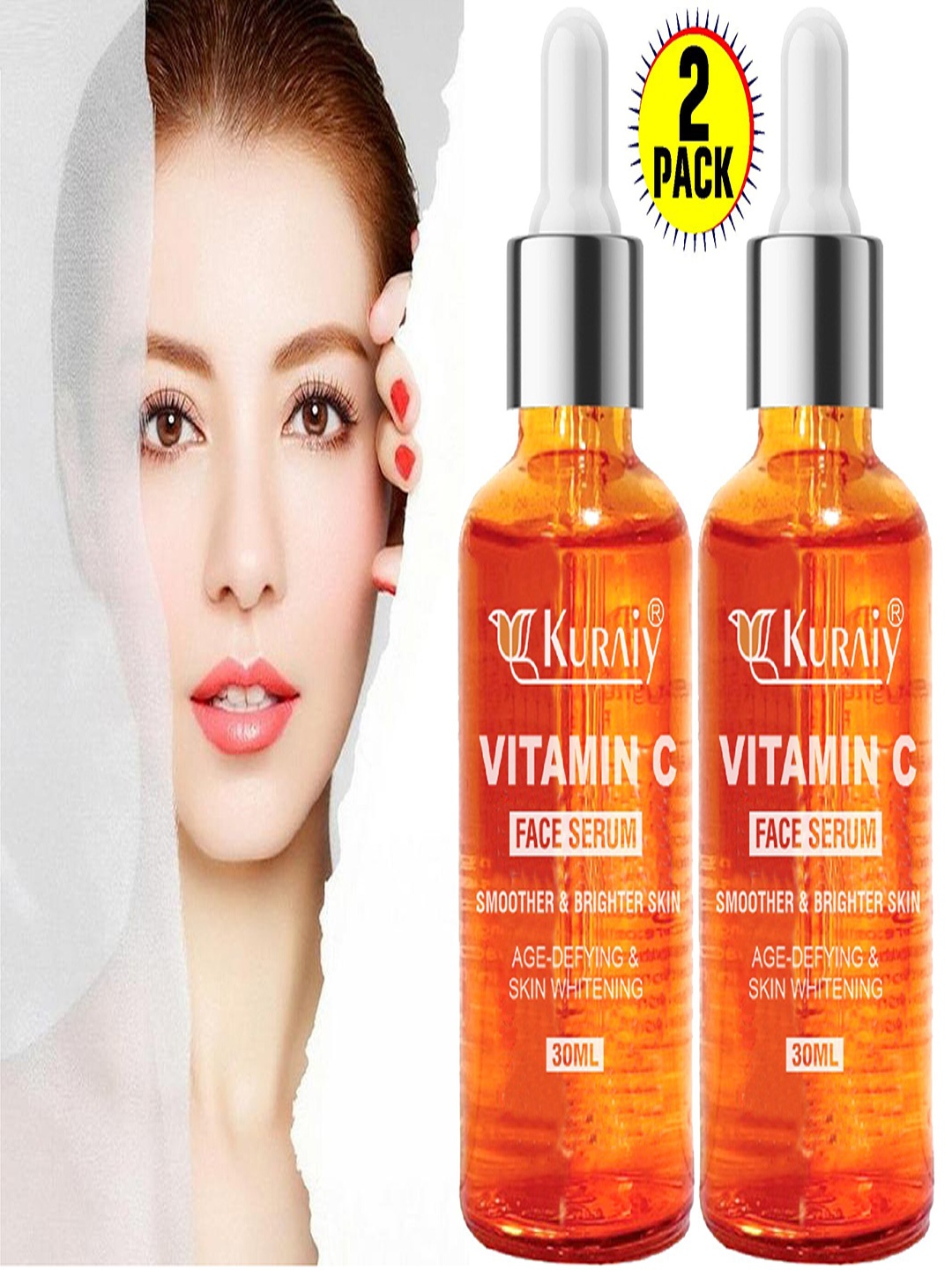 

KURAIY Set Of 2 Vitamin C Face Serum - 30 ml Each, Orange