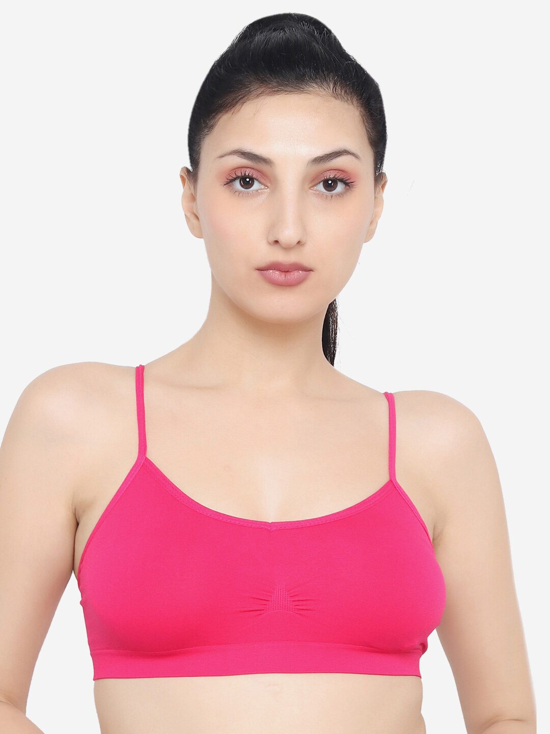 

XOXO Design Non Padded Nylon Sports Workout Bra, Pink