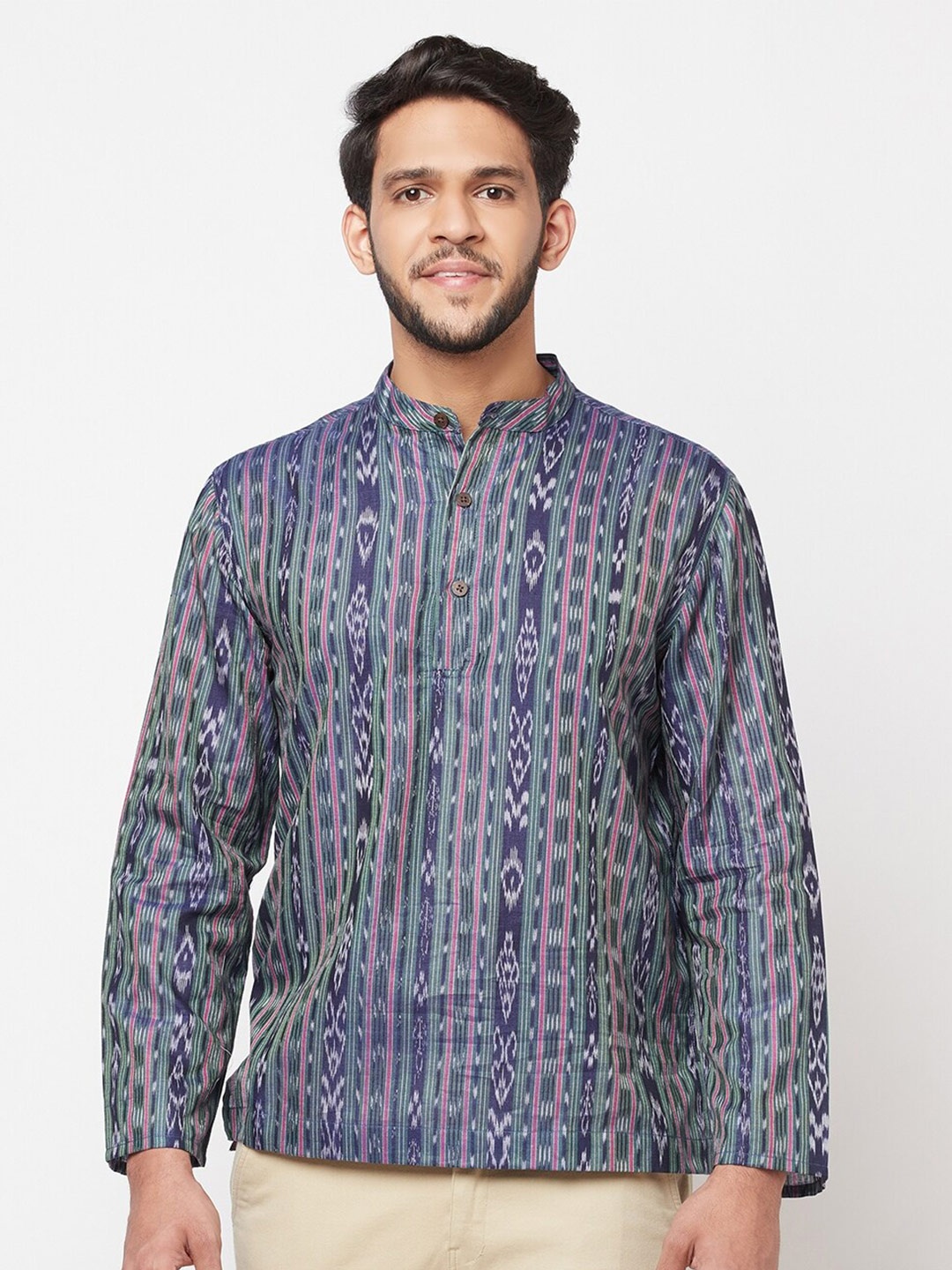 

Fabindia Men Printed Casual Shirt, Green