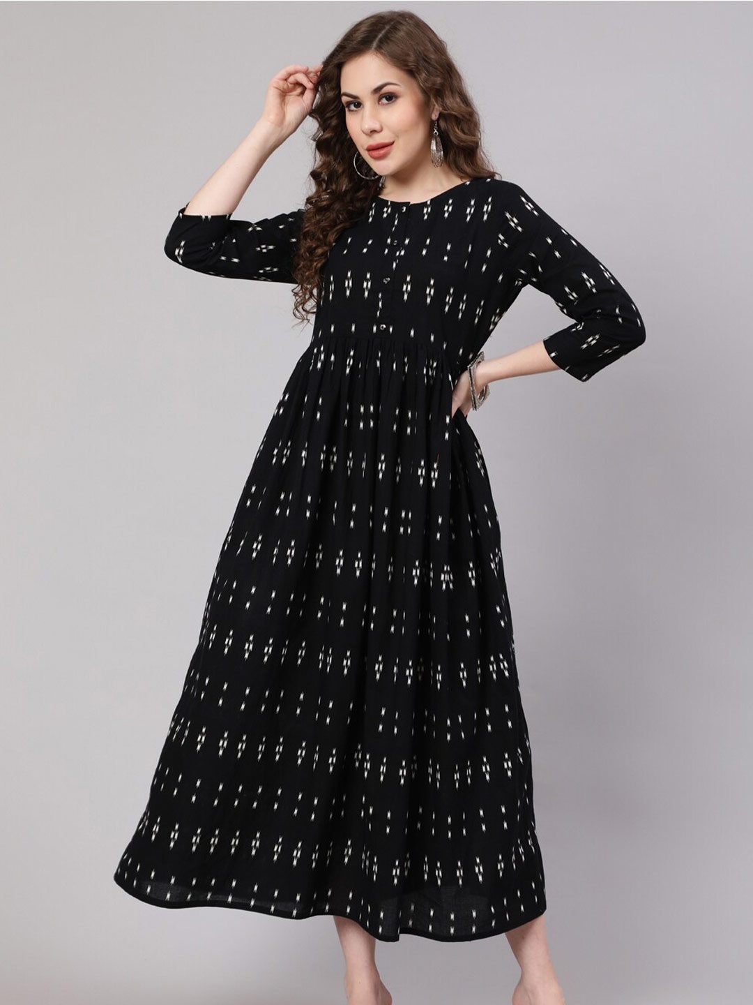 

Nayo Cotton Ethnic Maxi Ethnic Dress, Black