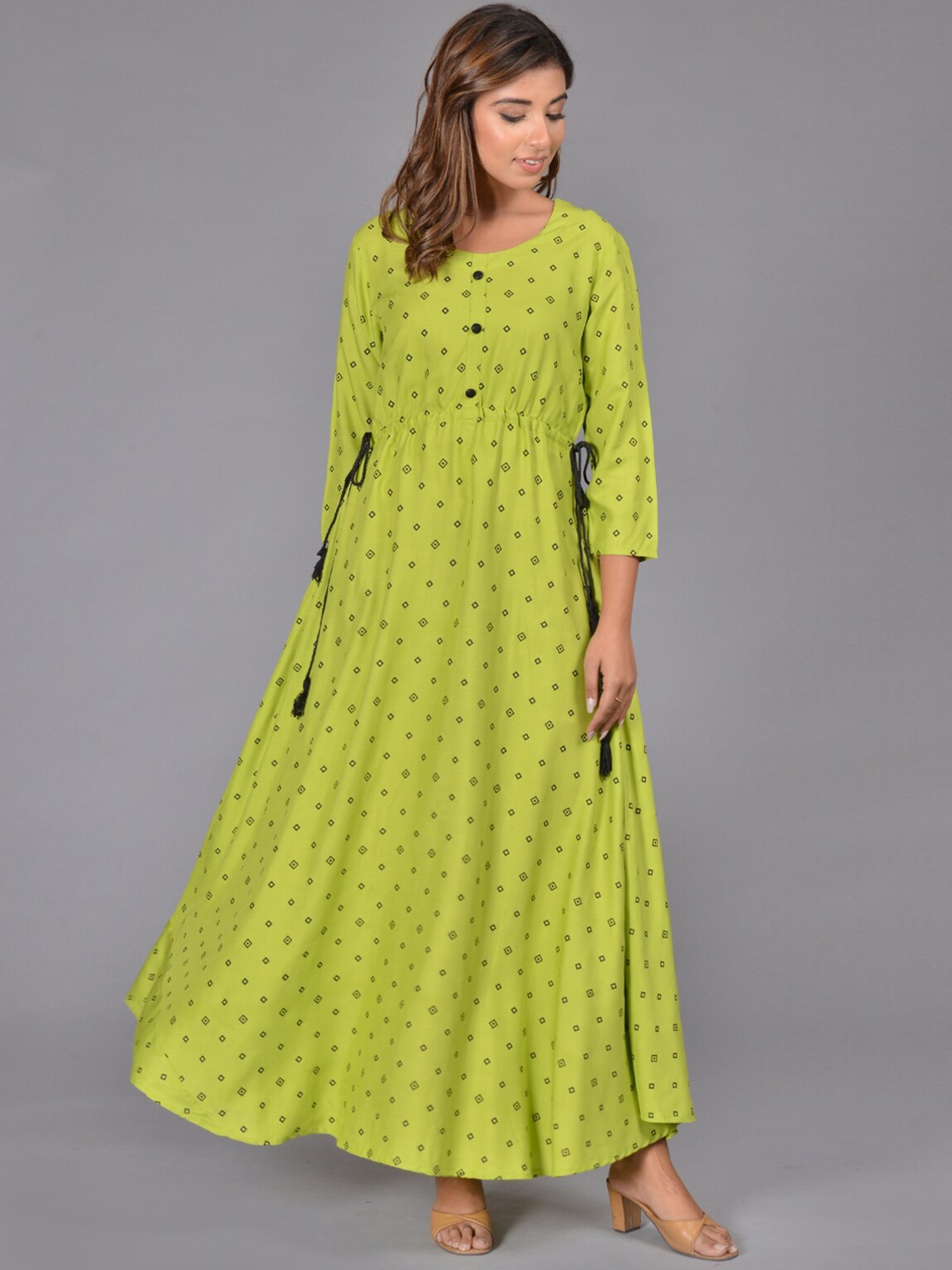 

Bachuu Women Geometric Printed Ethnic Dress, Fluorescent green