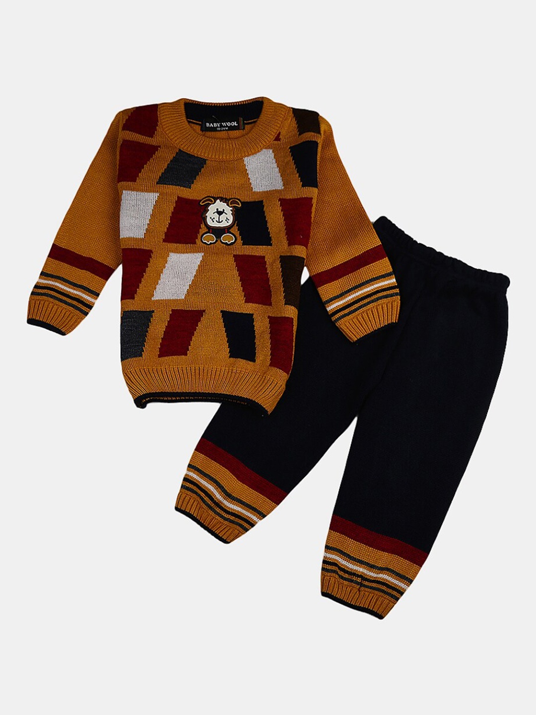 

V-Mart Unisex Kids Mustard & Black Printed Top with Pyjamas