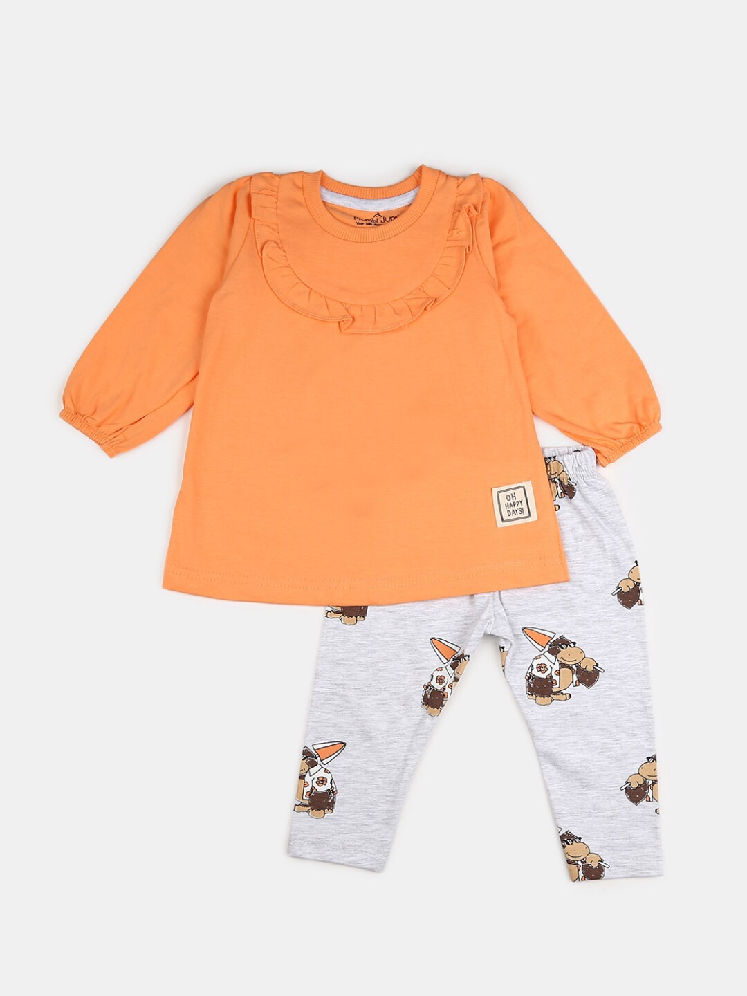 

V-Mart Kids Cotton Tunic with Leggings Clothing Set, Orange