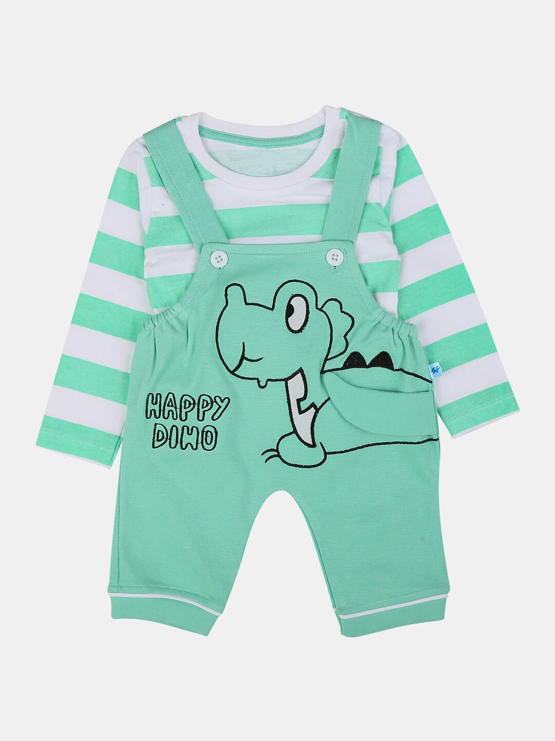 

V-Mart Unisex Kids Green & White Printed T-shirt with Pyjamas