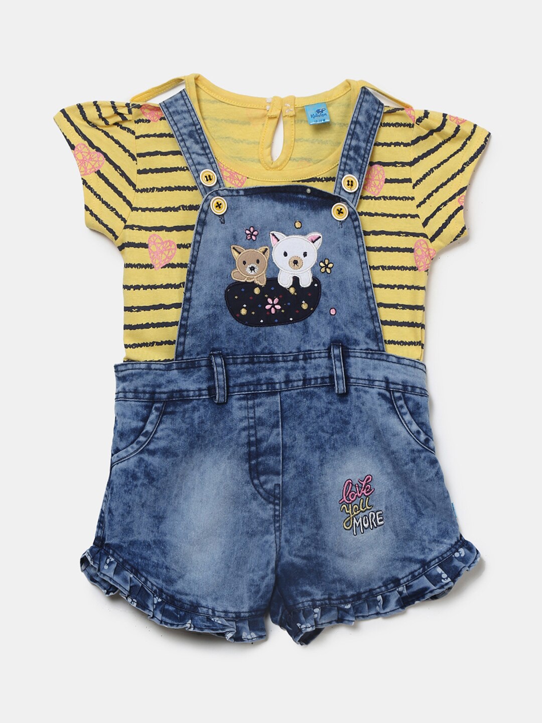 

V-Mart Kids Striped Top with Shorts Clothing Set, Yellow