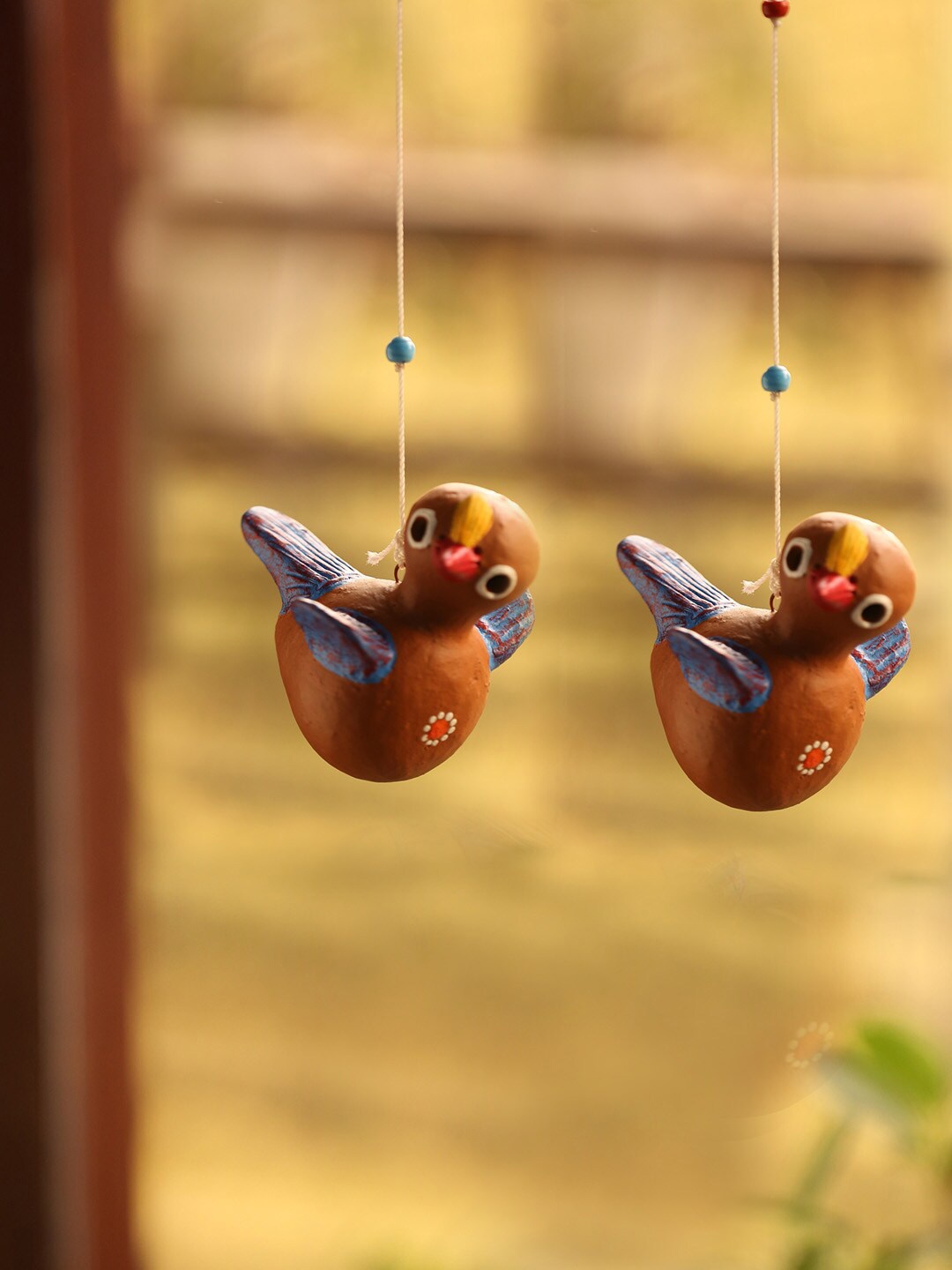 

ExclusiveLane Set Of 2 Brown Hand-Painted Terracotta Chirping Cuckoo