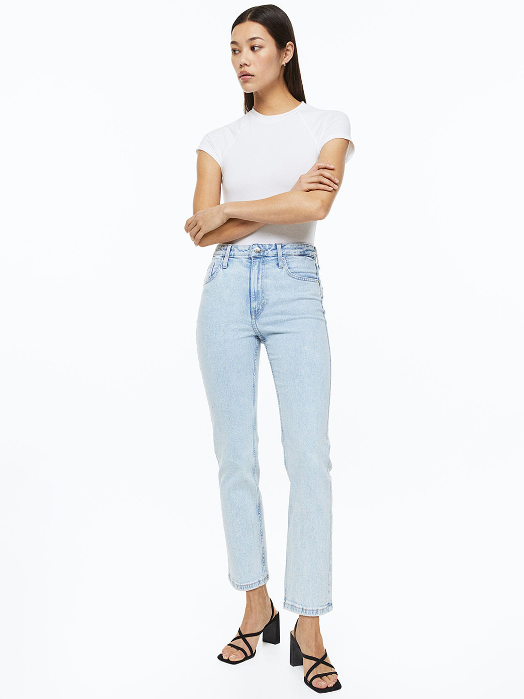 

H&M Women Straight High Ankle Jeans, Blue