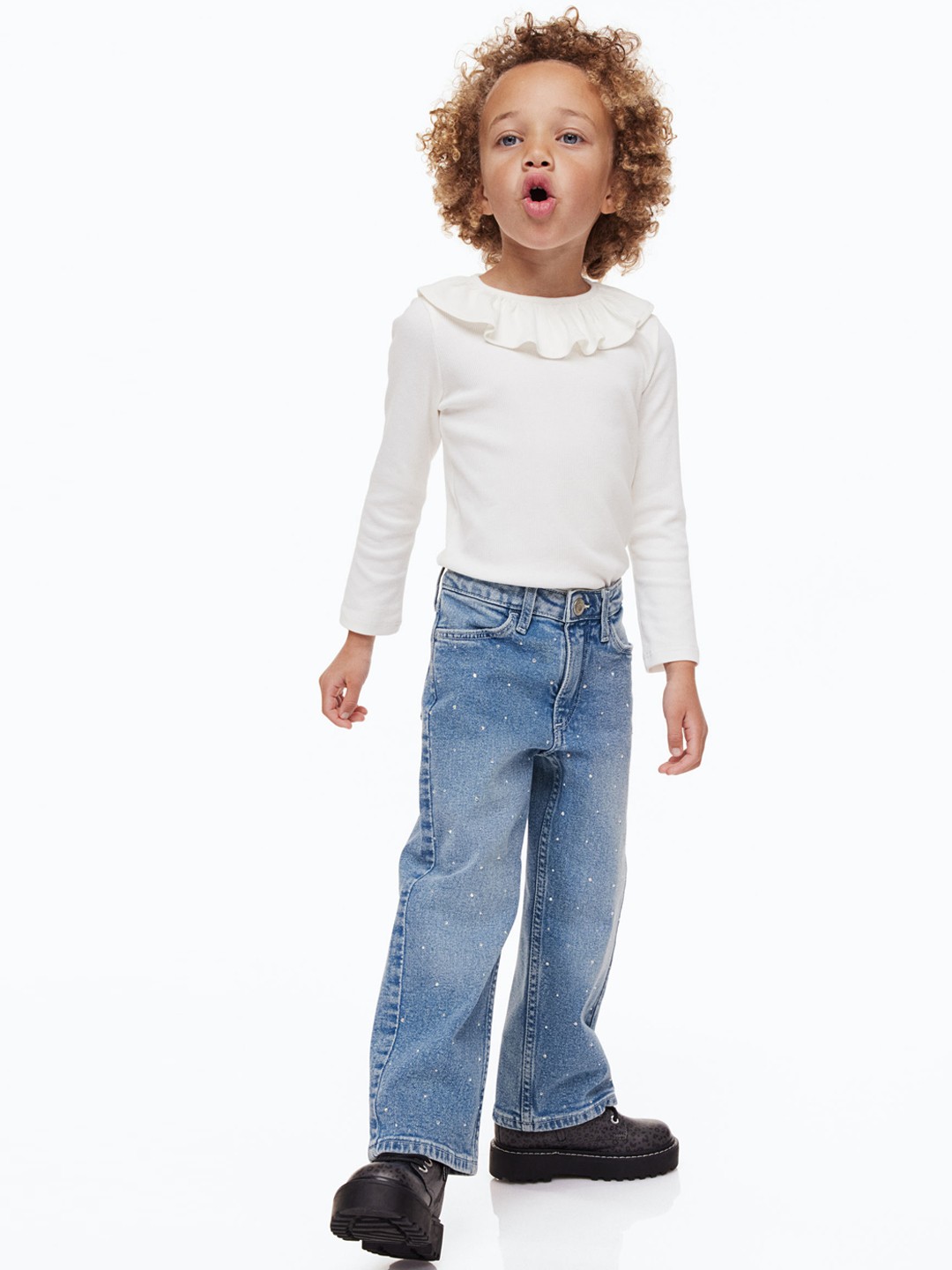 

H&M Girls Wide Leg Jeans, Blue