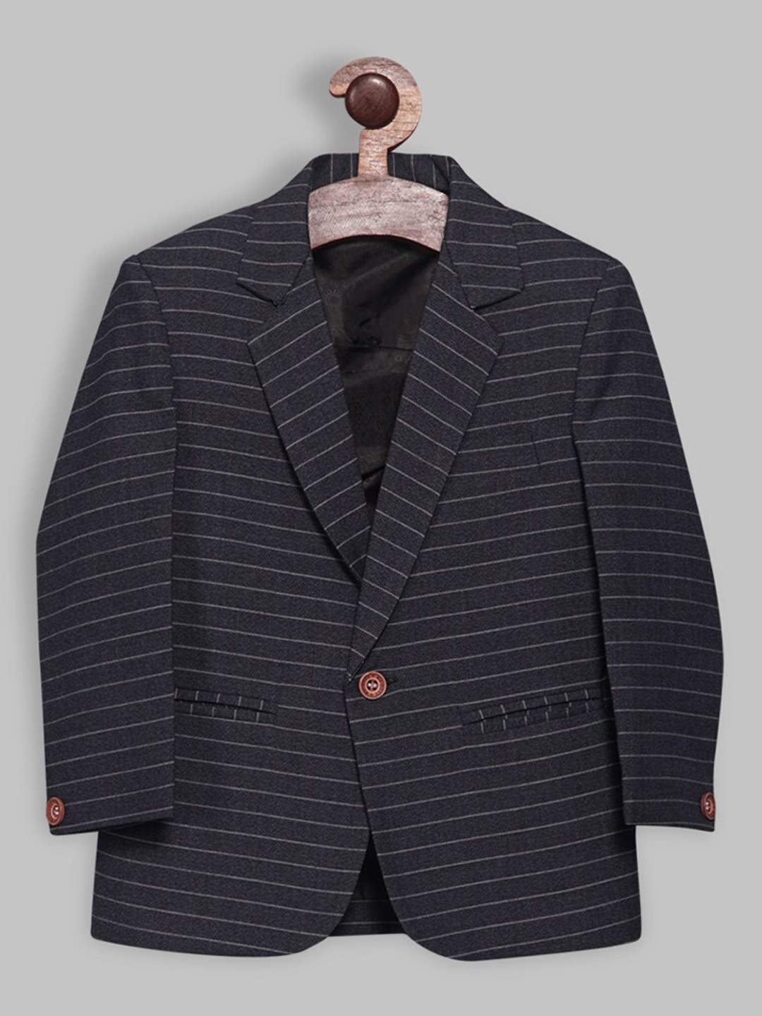 

RIKIDOOS Boys Striped Single Breasted Full Sleeves Blazers, Navy blue