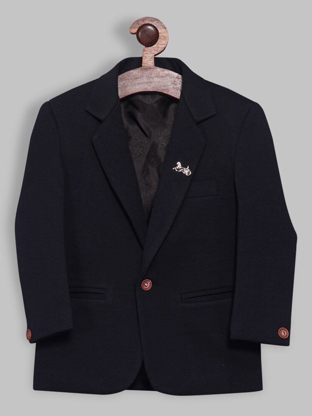 

RIKIDOOS Boys Cotton Single Breasted Blazers, Navy blue