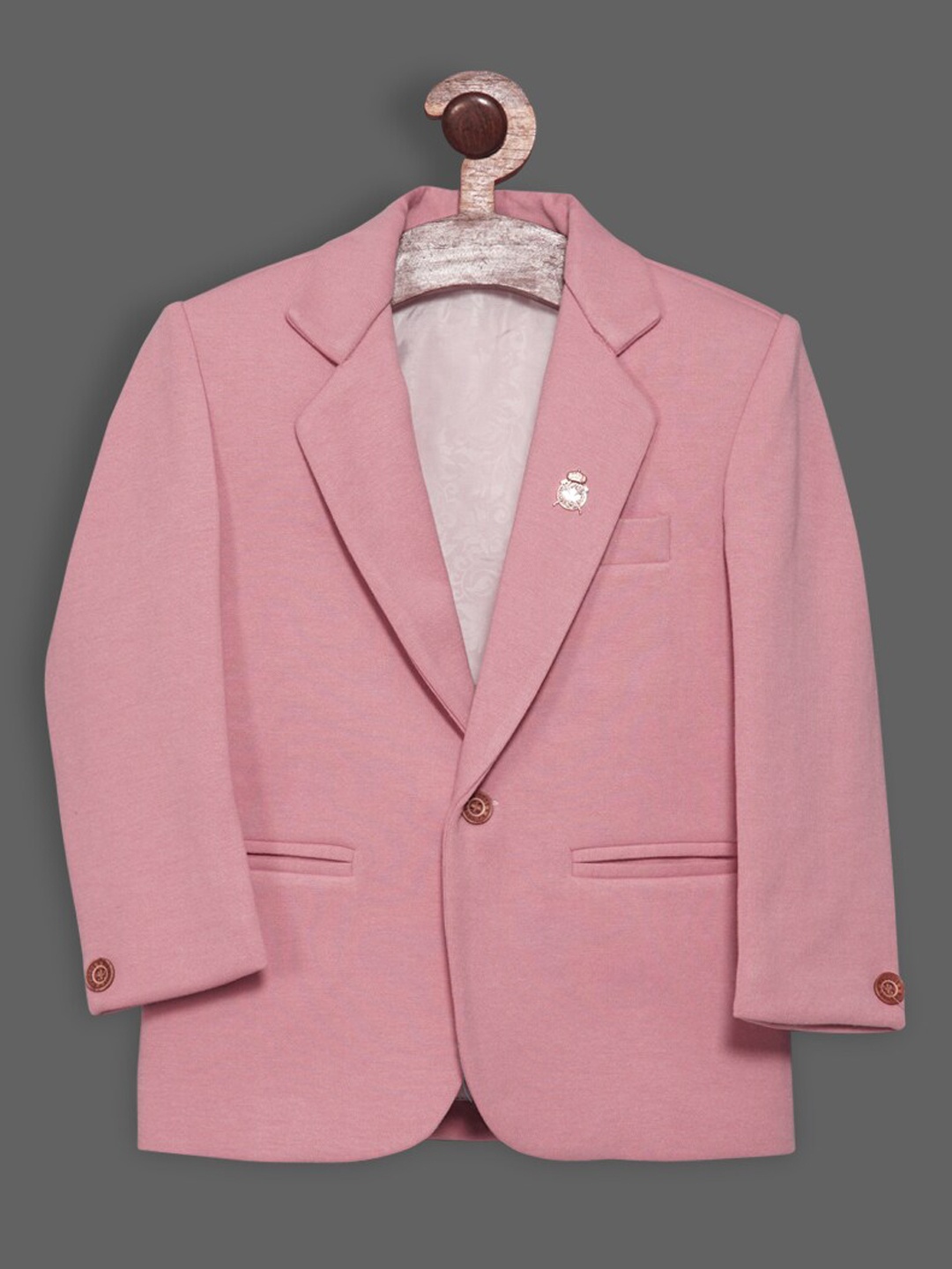 

RIKIDOOS Boys Tailored-Fit Cotton Single-Breasted Casual Blazer, Pink