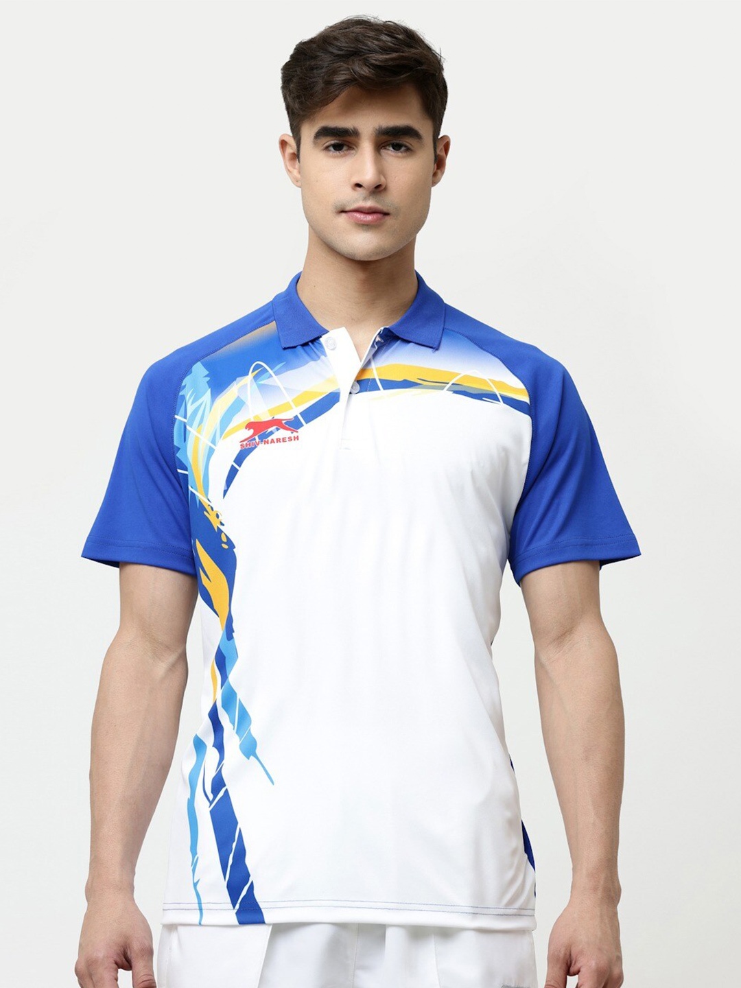 

Shiv Naresh Men Printed Polo Collar T-shirt, Blue