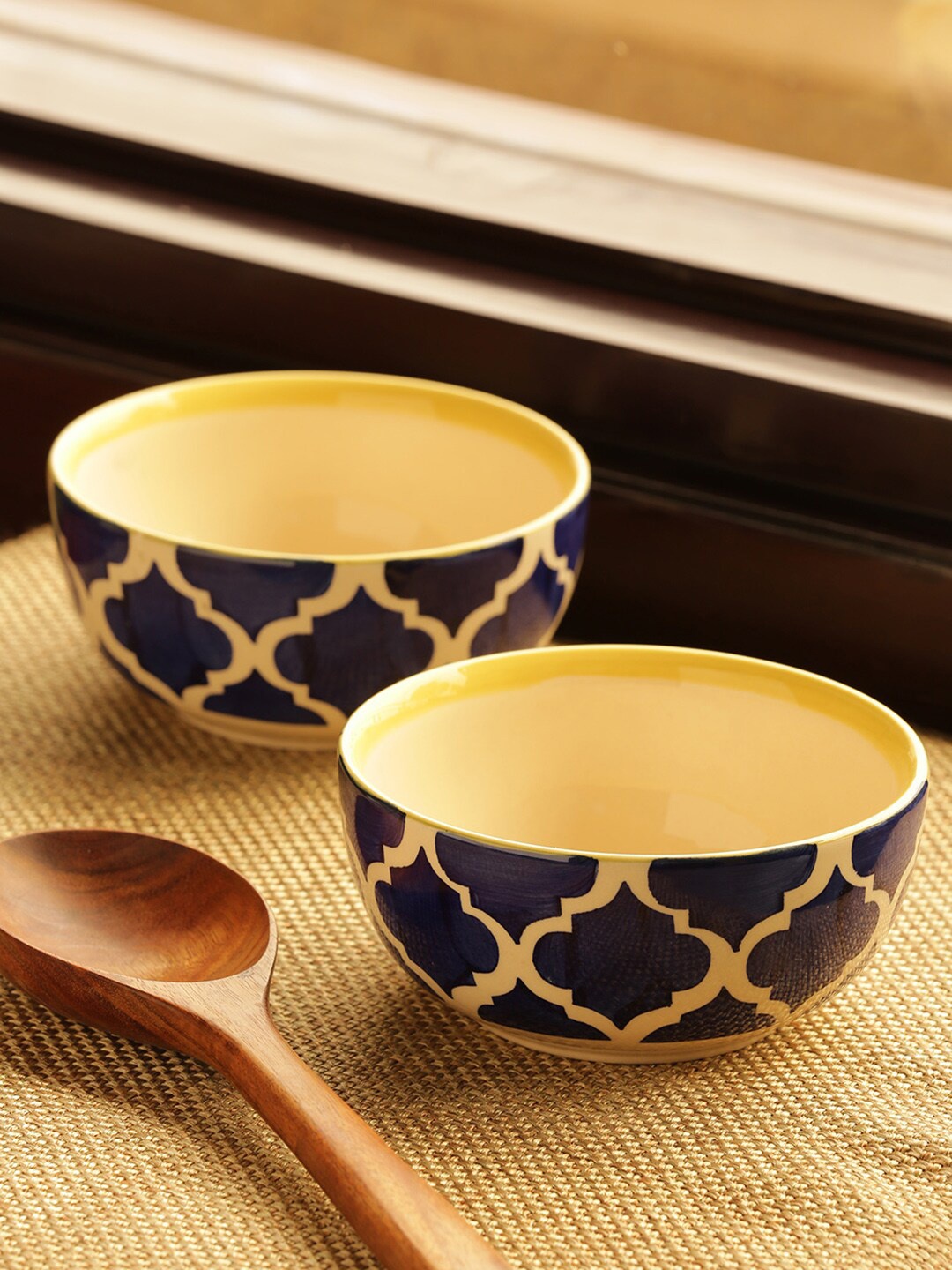 

ExclusiveLane Blue & Yellow 4 Pieces Mediterranean Ceramic Serving Bowls