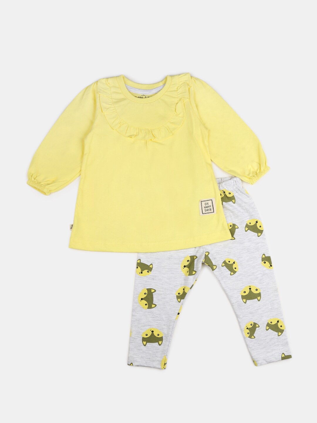 

V-Mart Kids Round Neck Top with Leggings Clothing Set, Yellow